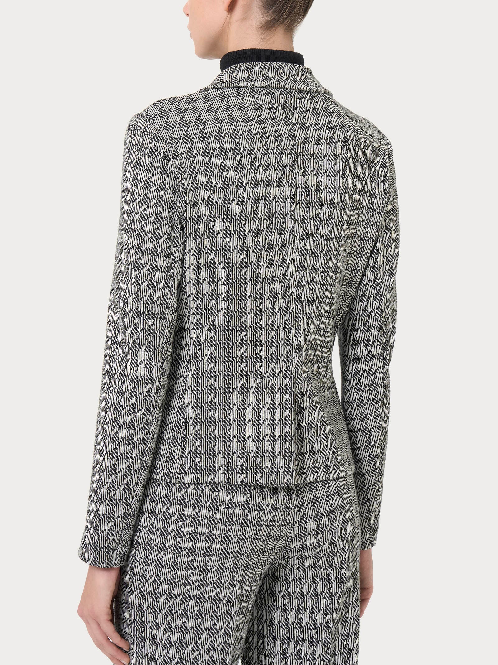 Blazer corto con 1 bottone in tessuto Eco Jacquard - Fant.Nero - Image 2