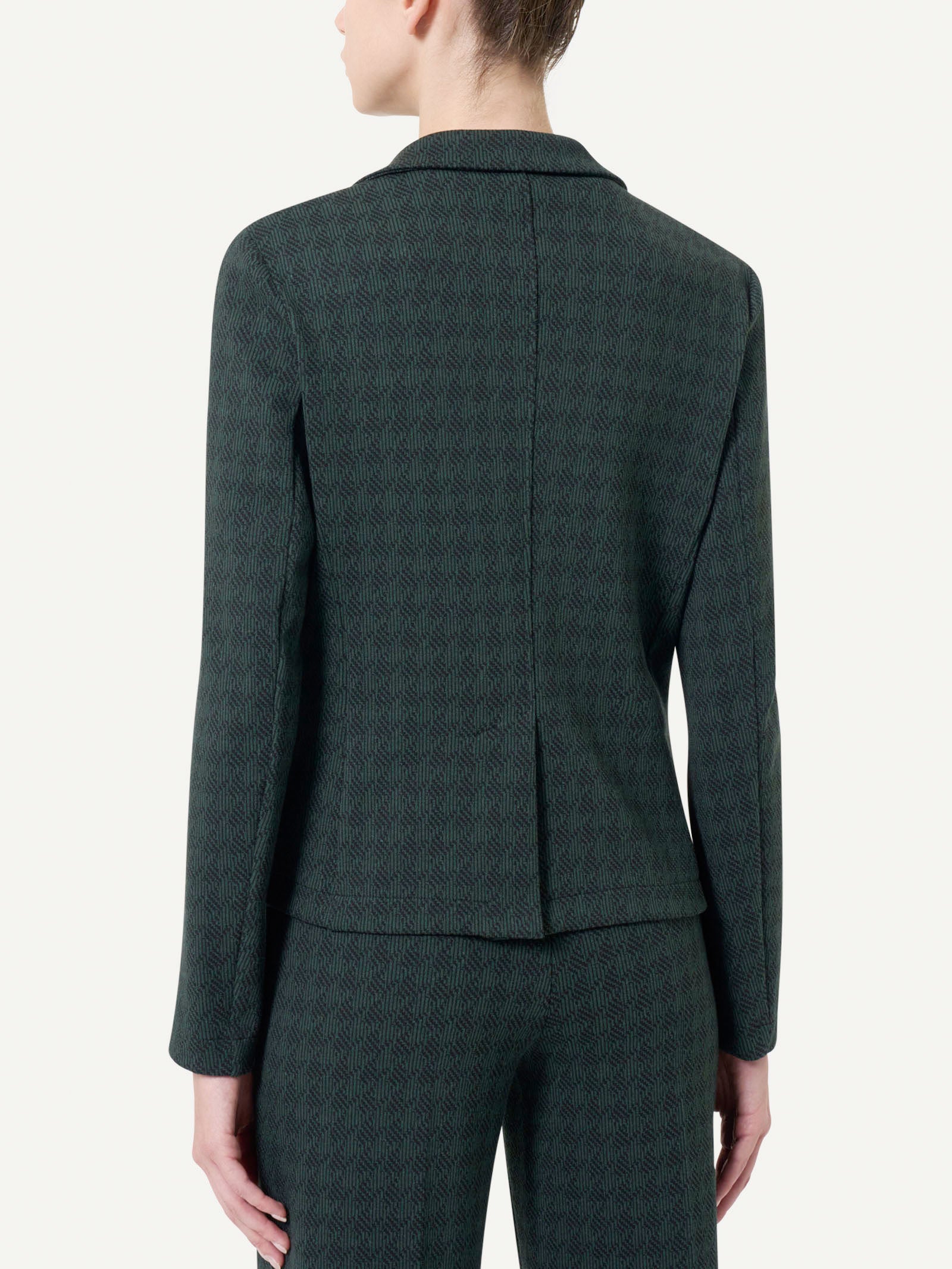 Blazer corto con 1 bottone in tessuto Eco Jacquard - Fant. Rain Forest - Image 2