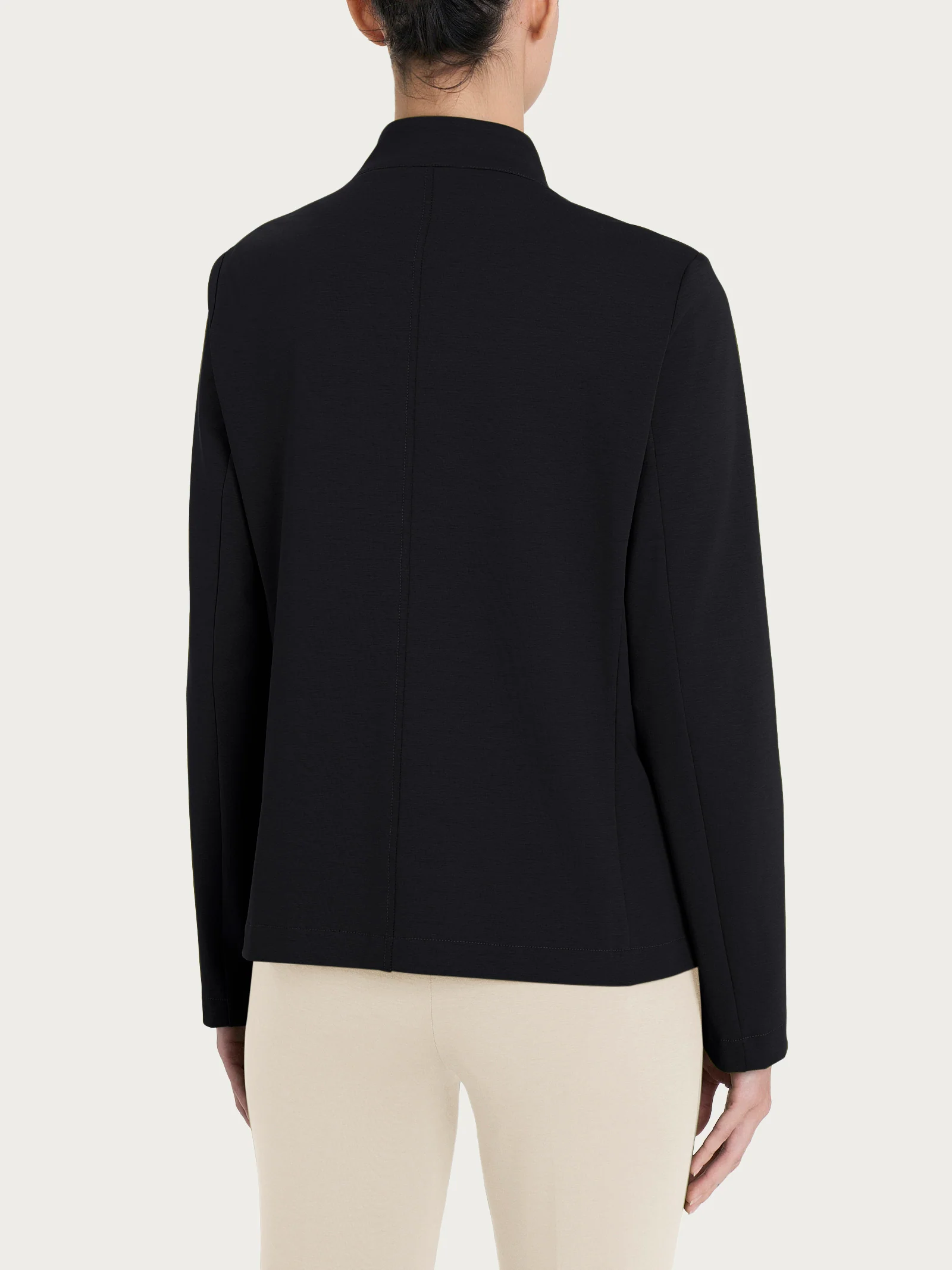 Blazer corto con revers alzato in Compact Light - Nero - Image 2