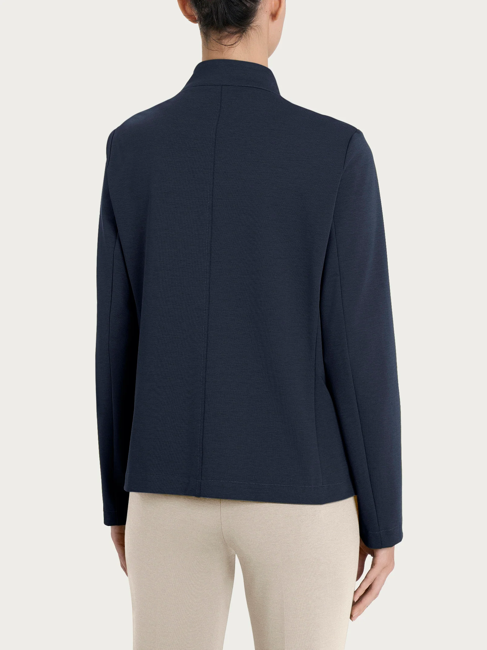 Blazer corto con revers alzato in Compact Light - Bleu - Image 2