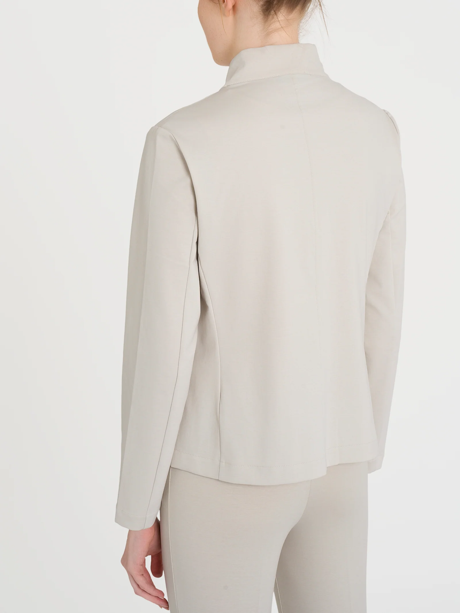 Blazer corto con revers alzato in Compact Light - Champignon - Image 2