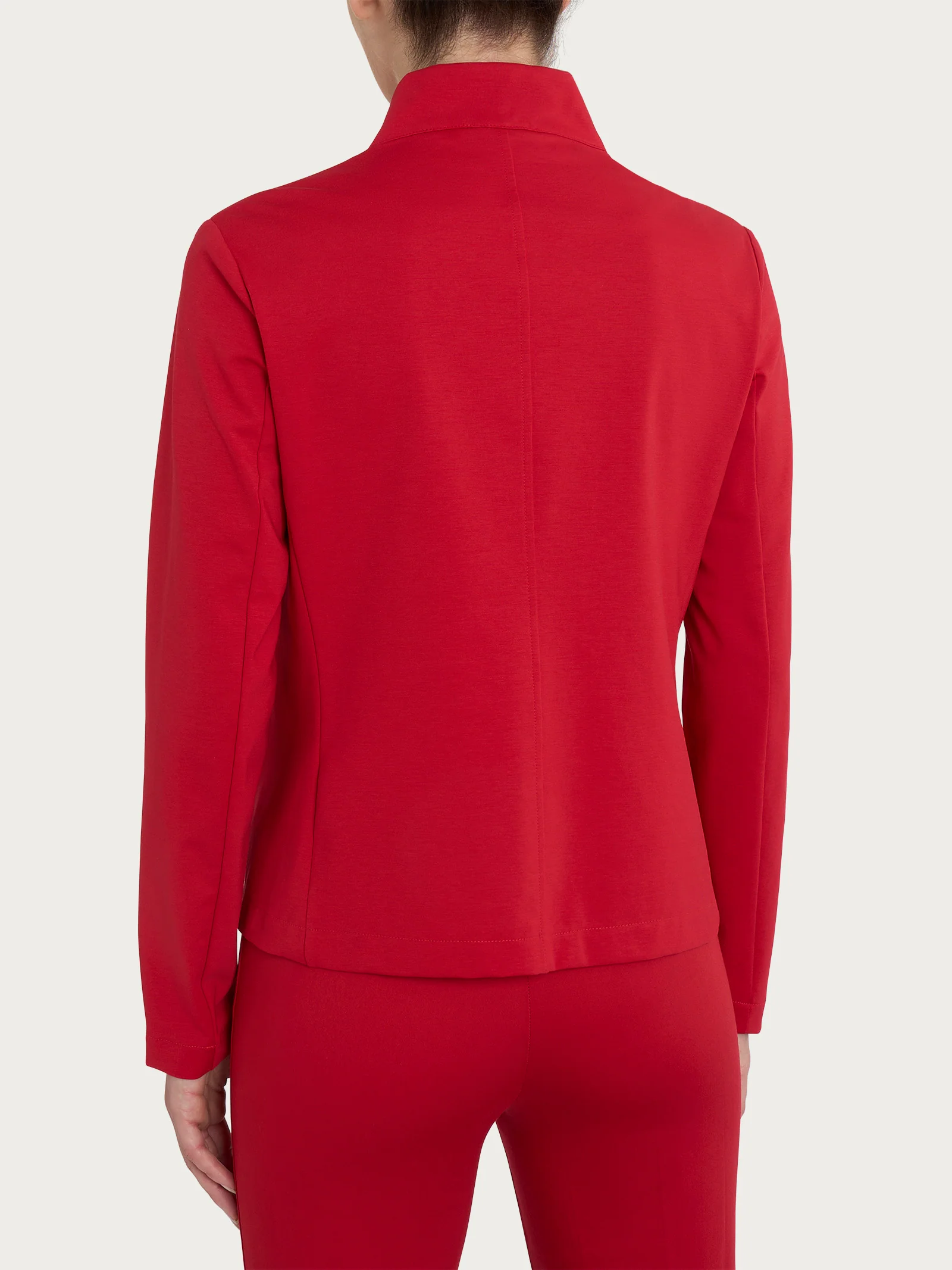 Blazer corto con revers alzato in Compact Light - Salsa - Image 2