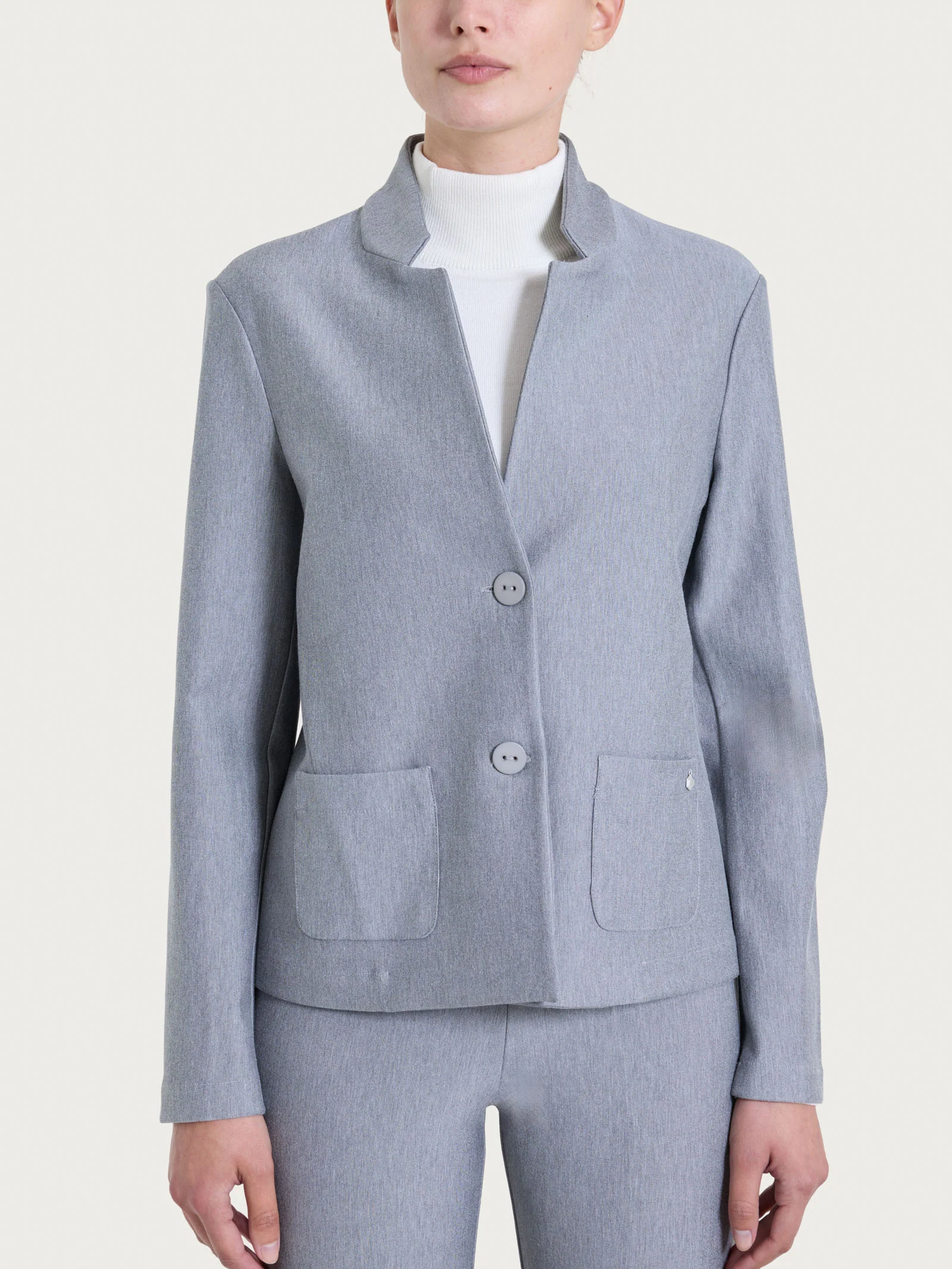Blazer corto in Compact - Grigio Mel.