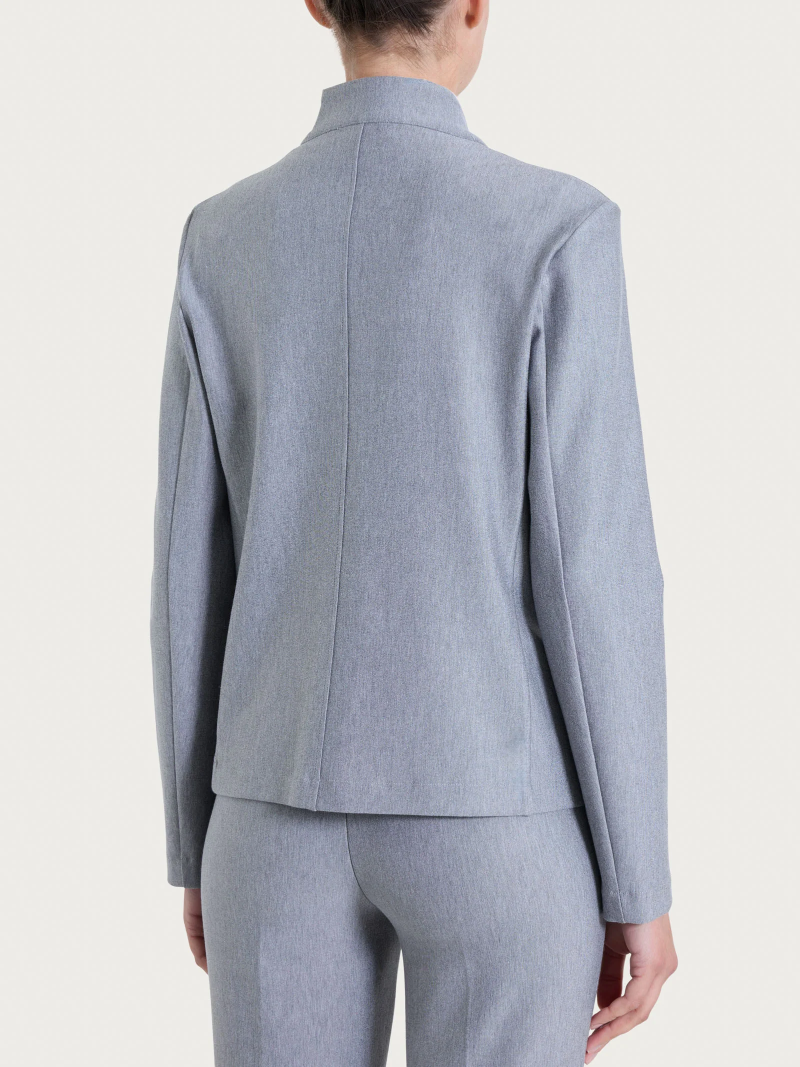 Blazer corto in Compact - Grigio Mel. - Image 2