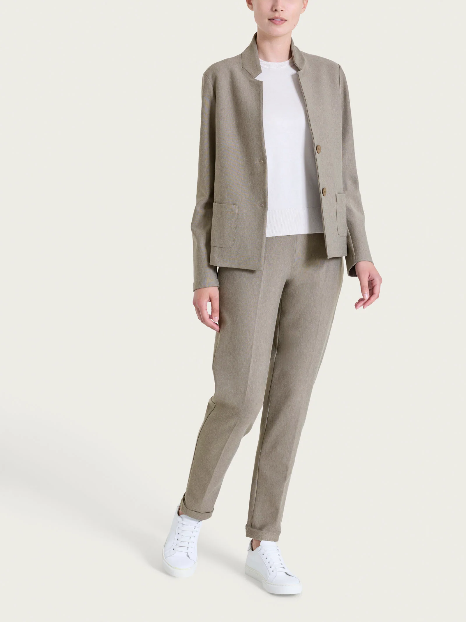Blazer corto in Compact - Glace' Mel. - Image 4