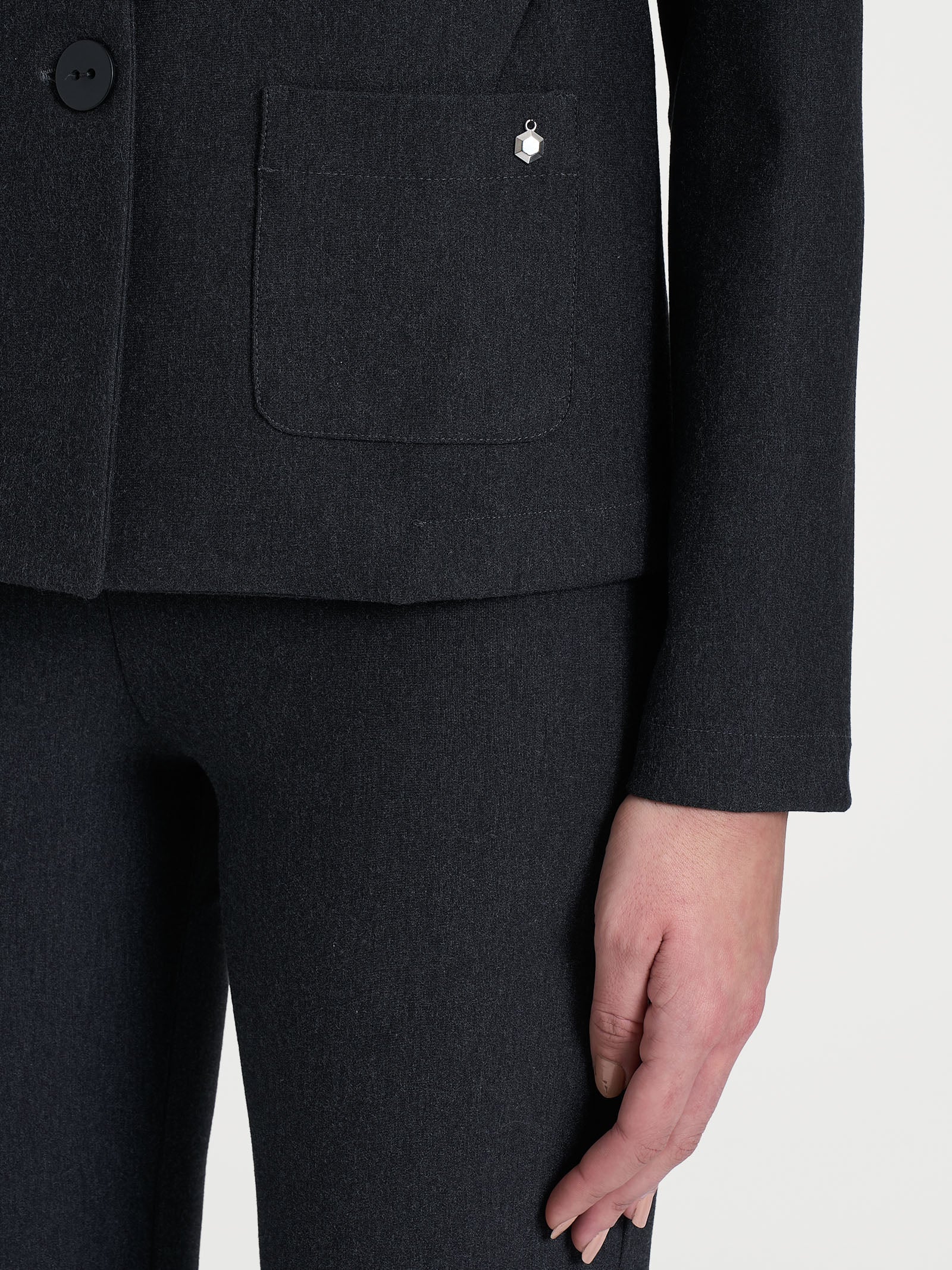 Blazer corto in Compact - Oscuro Mel. - Image 3