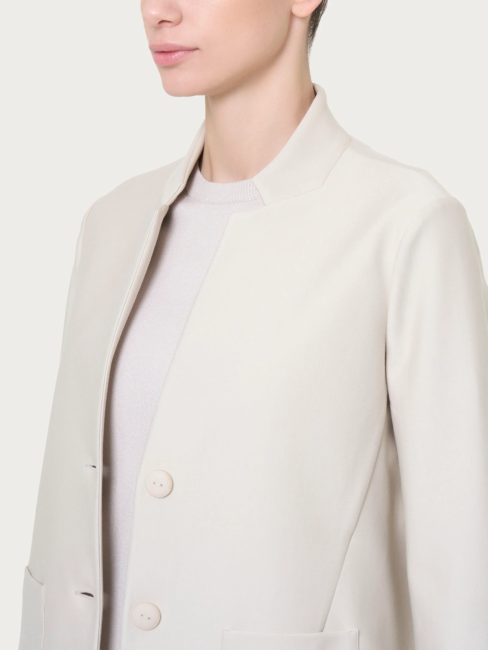 Blazer corto in Compact - Champignon - Image 3
