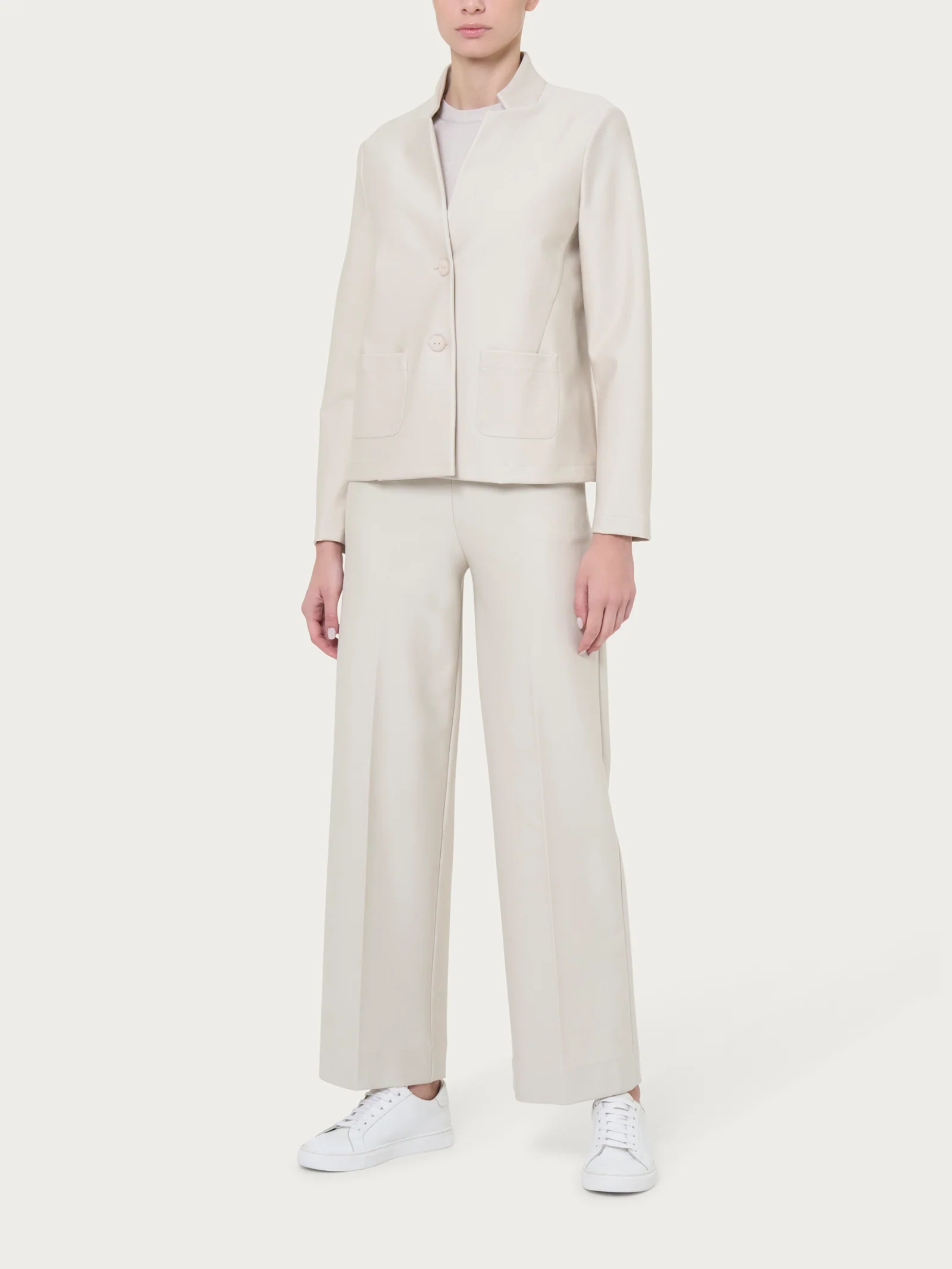 Blazer corto in Compact - Champignon - Image 4