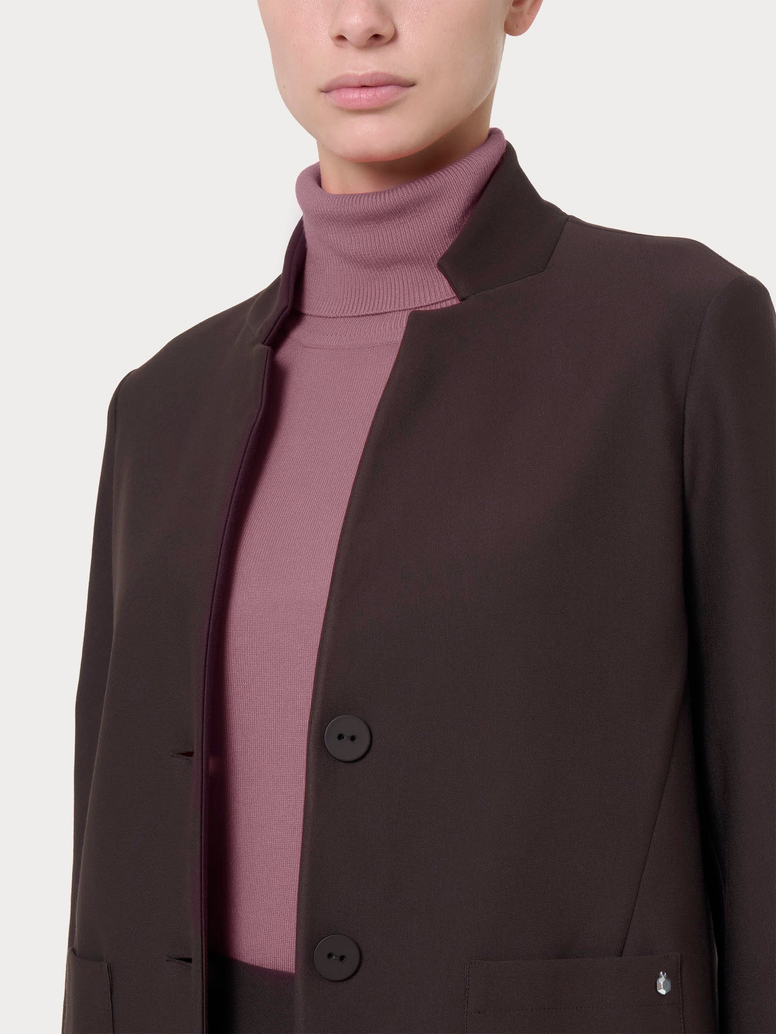 Blazer corto in Compact - Chocolate Torte - Image 4