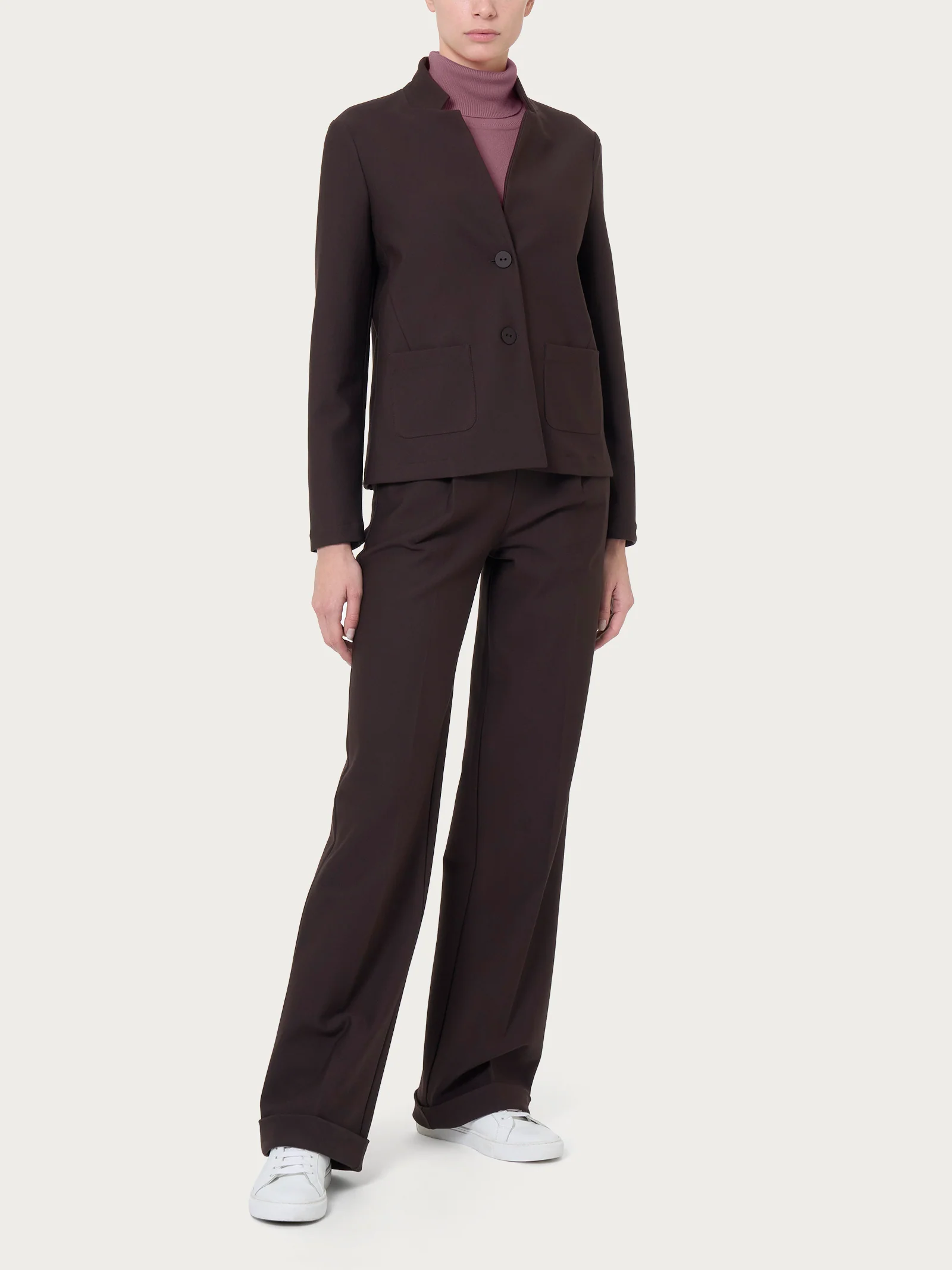 Blazer corto in Compact - Chocolate Torte - Image 5