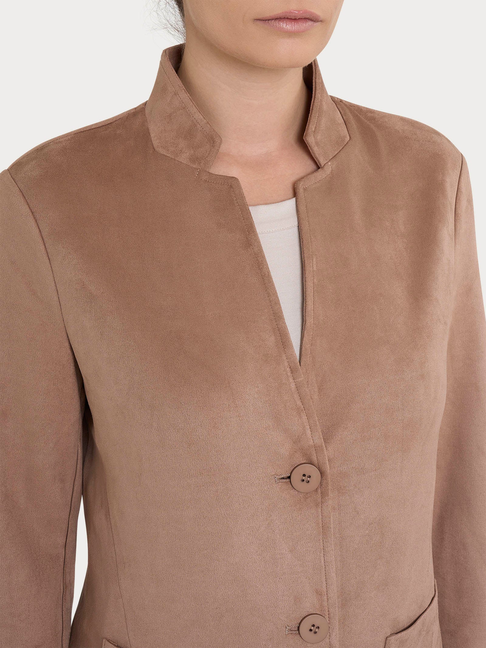 Blazer corto in Eco Suede - Warm Taupe - Image 3