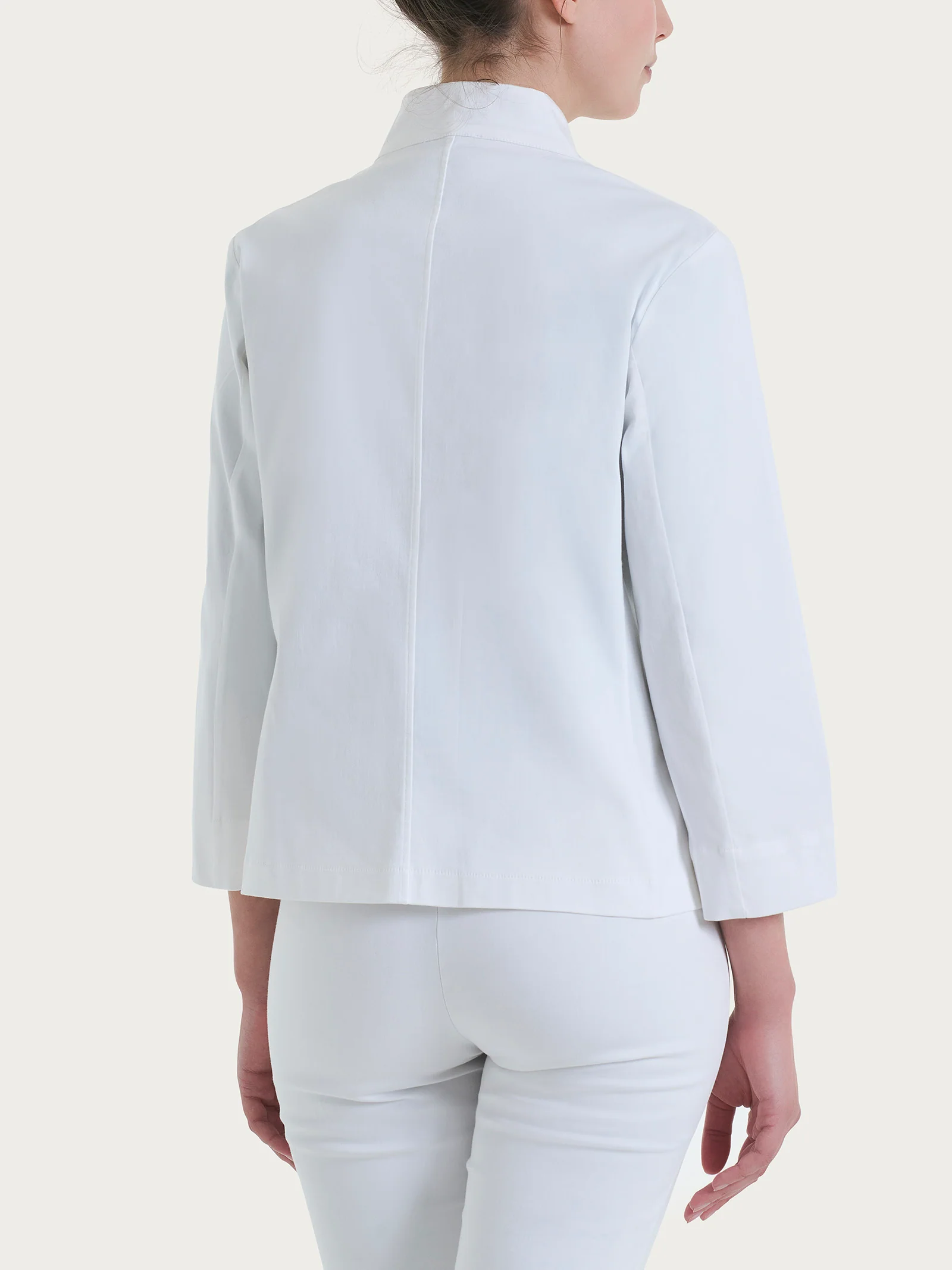 Blazer corto in Satin Power - Bianco - Image 2