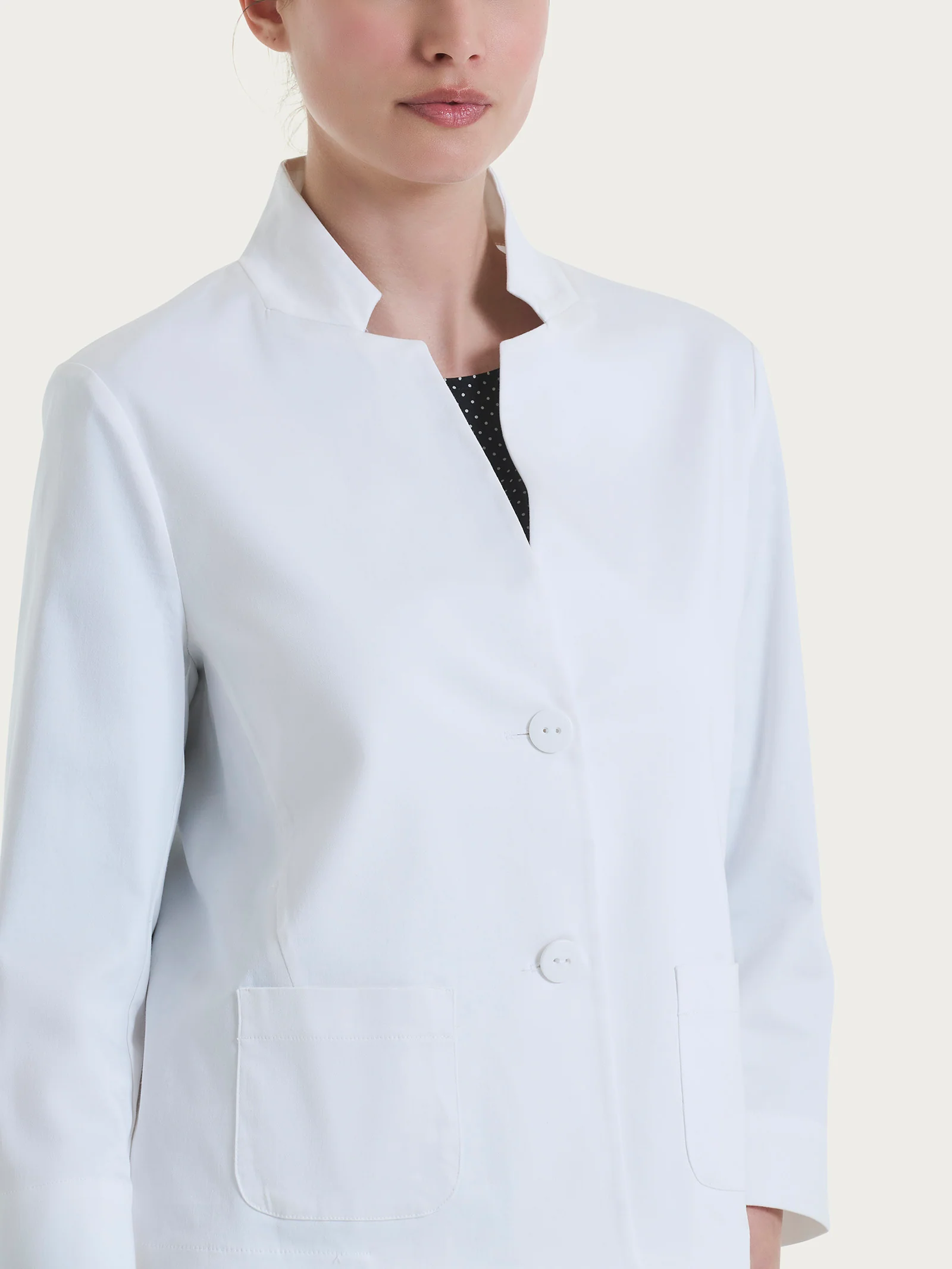 Blazer corto in Satin Power - Bianco - Image 3