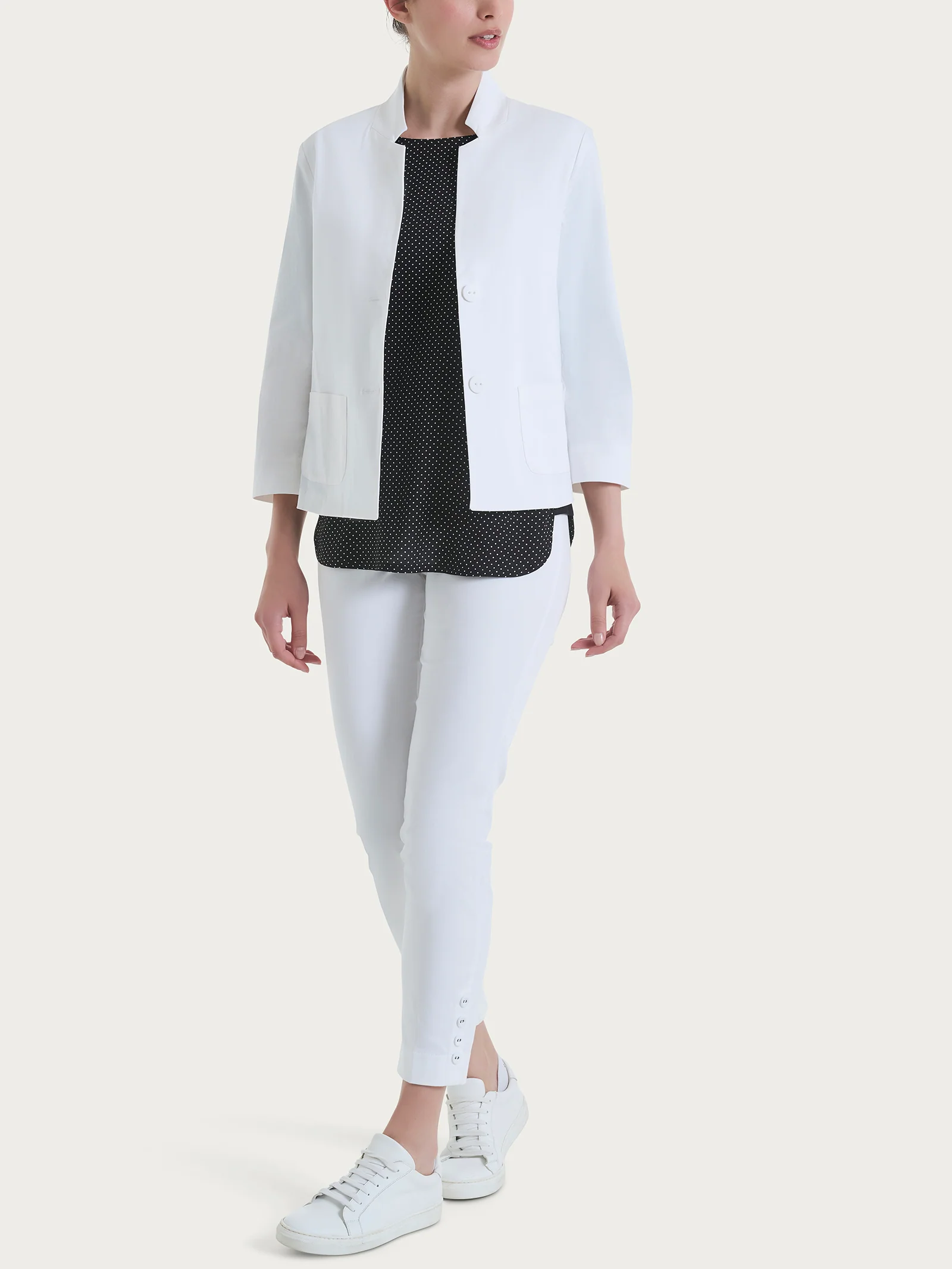Blazer corto in Satin Power - Bianco - Image 4