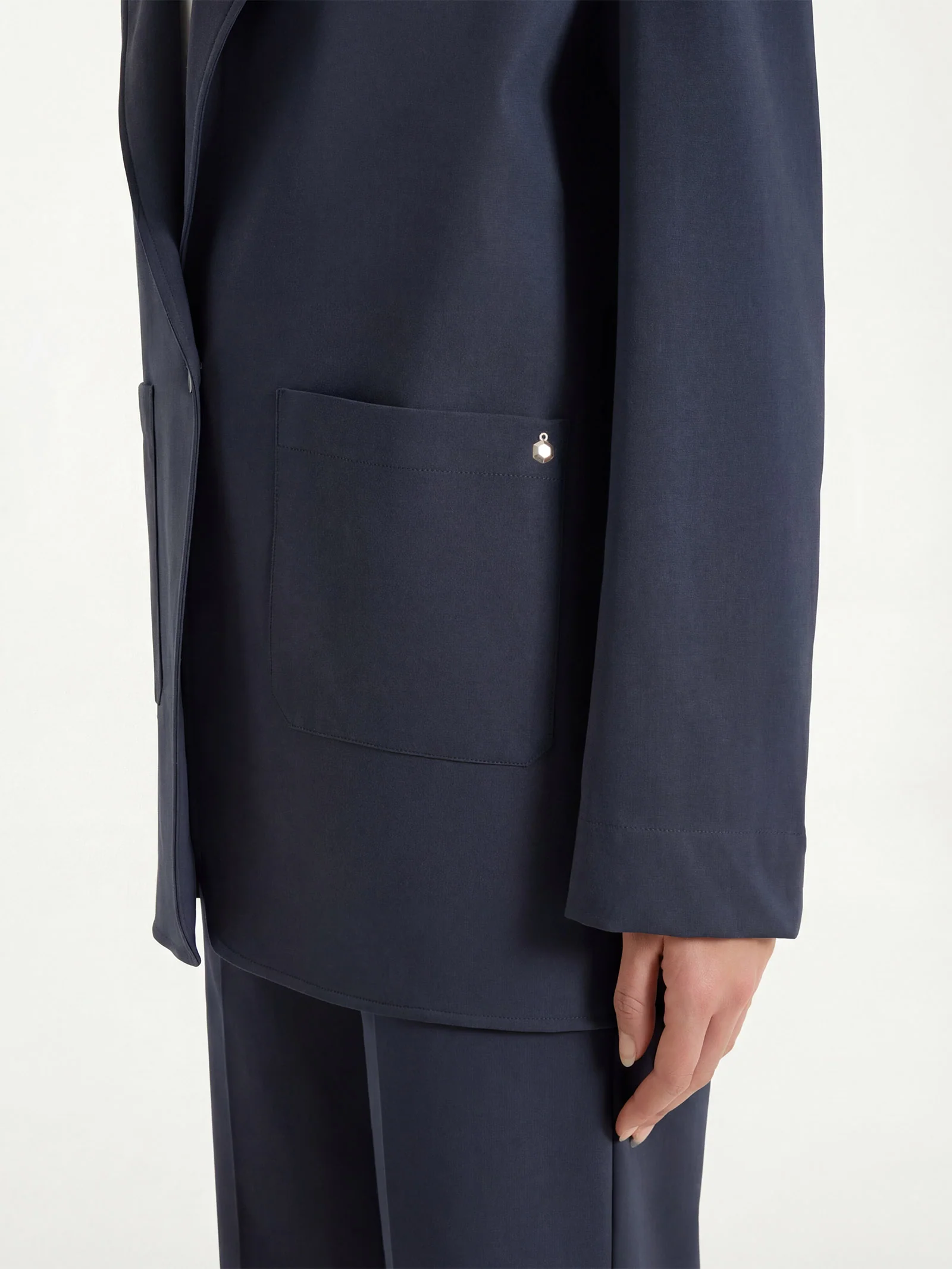 Blazer destrutturato con un bottone in Compact Light - Bleu - Image 3