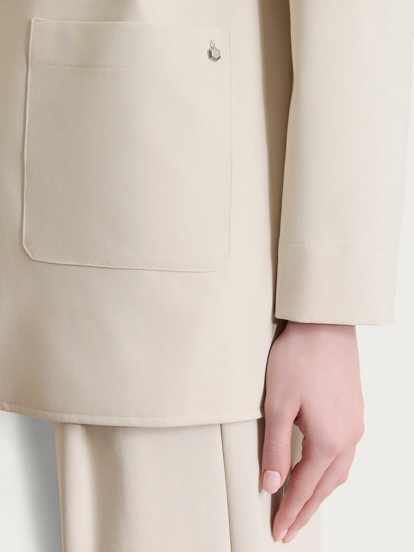 Blazer destrutturato con un bottone in Compact Light - Champignon - Image 3