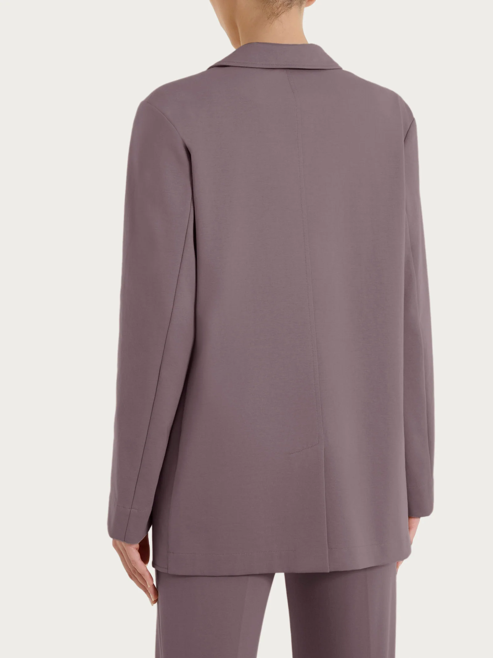 Blazer destrutturato con un bottone in Compact Light - Plum Truffle - Image 2