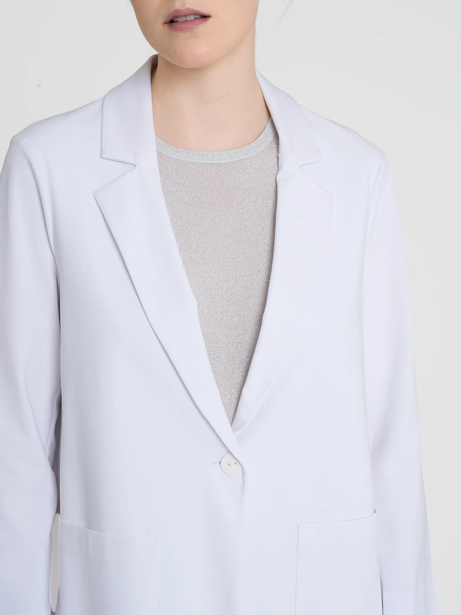 Blazer destrutturato in Compact Light - Bianco - Image 3