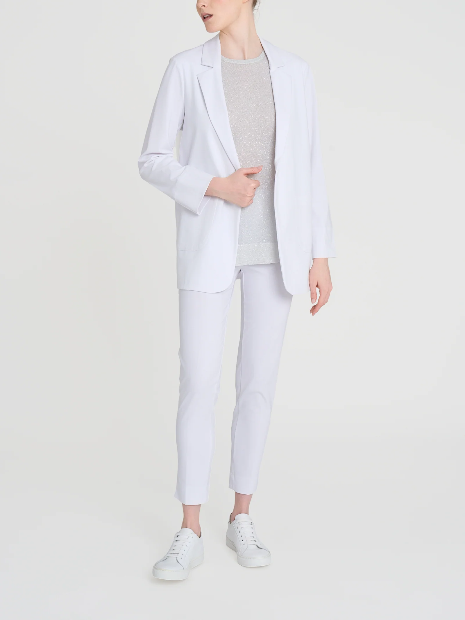 Blazer destrutturato in Compact Light - Bianco - Image 4