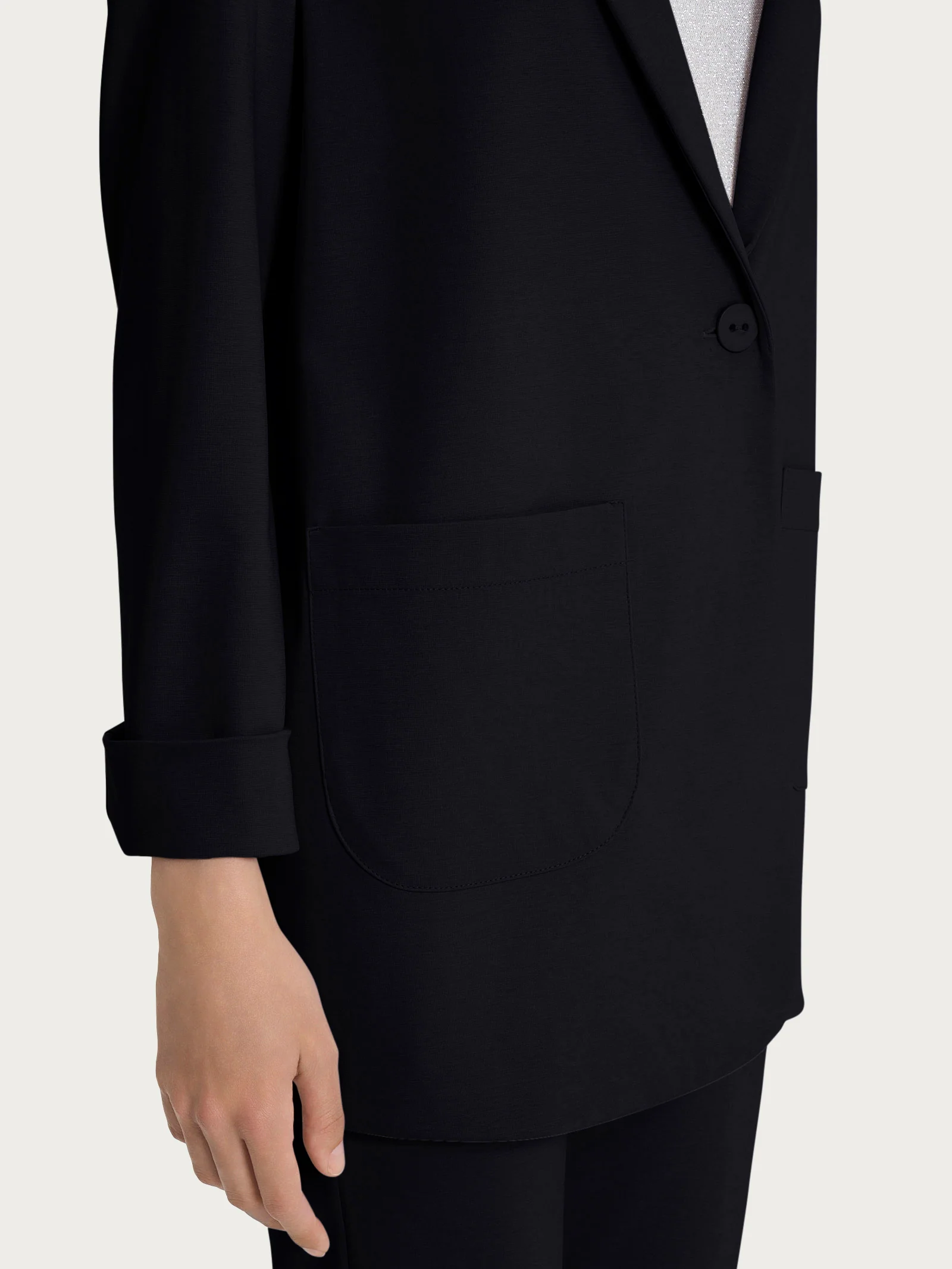 Blazer destrutturato in Compact Light - Nero - Image 3