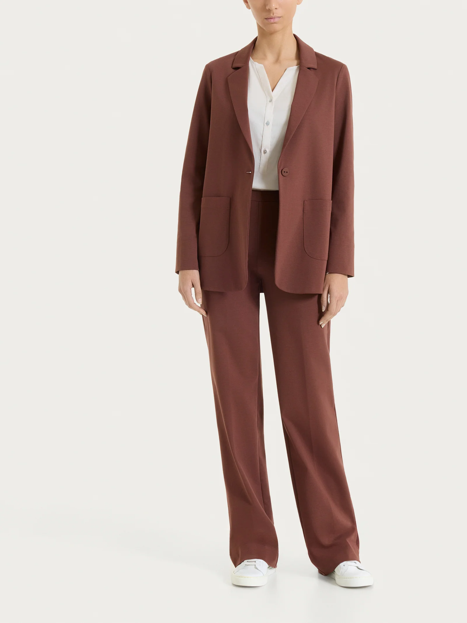 Blazer destrutturato in Compact Light - Cappuccino - Image 4