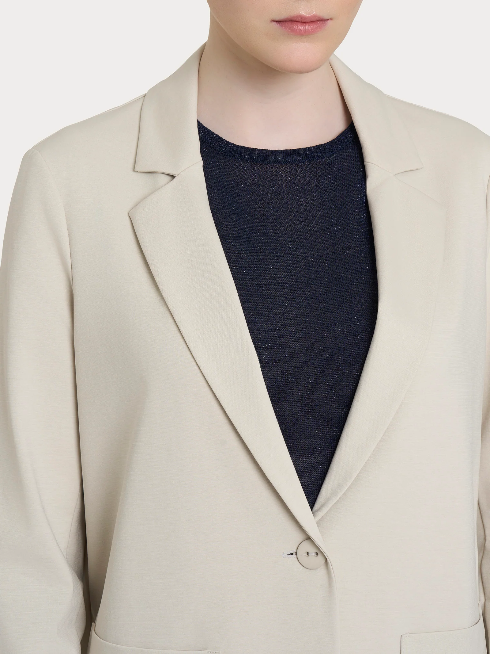 Blazer destrutturato in Compact Light - Champignon - Image 3