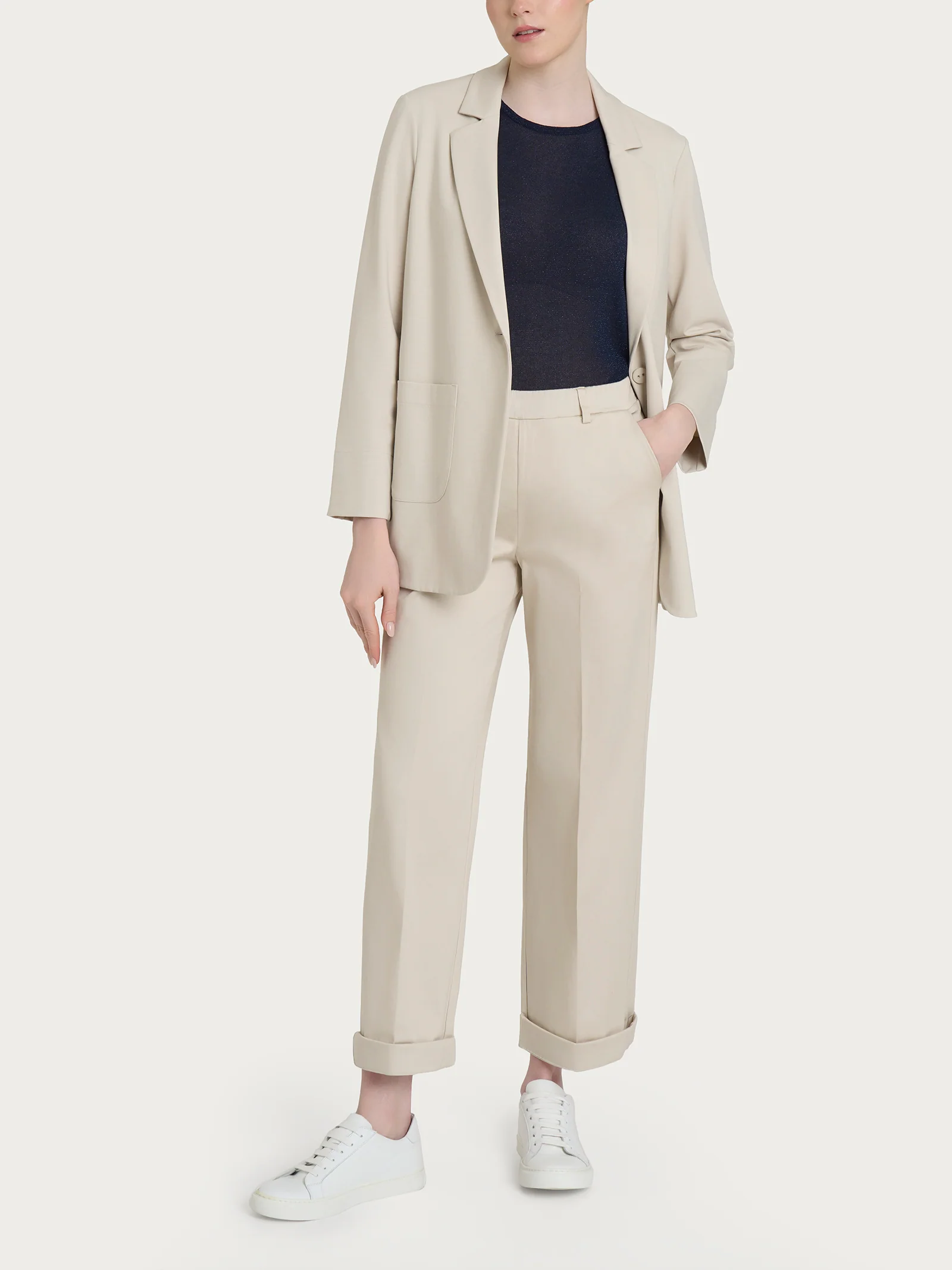 Blazer destrutturato in Compact Light - Champignon - Image 4
