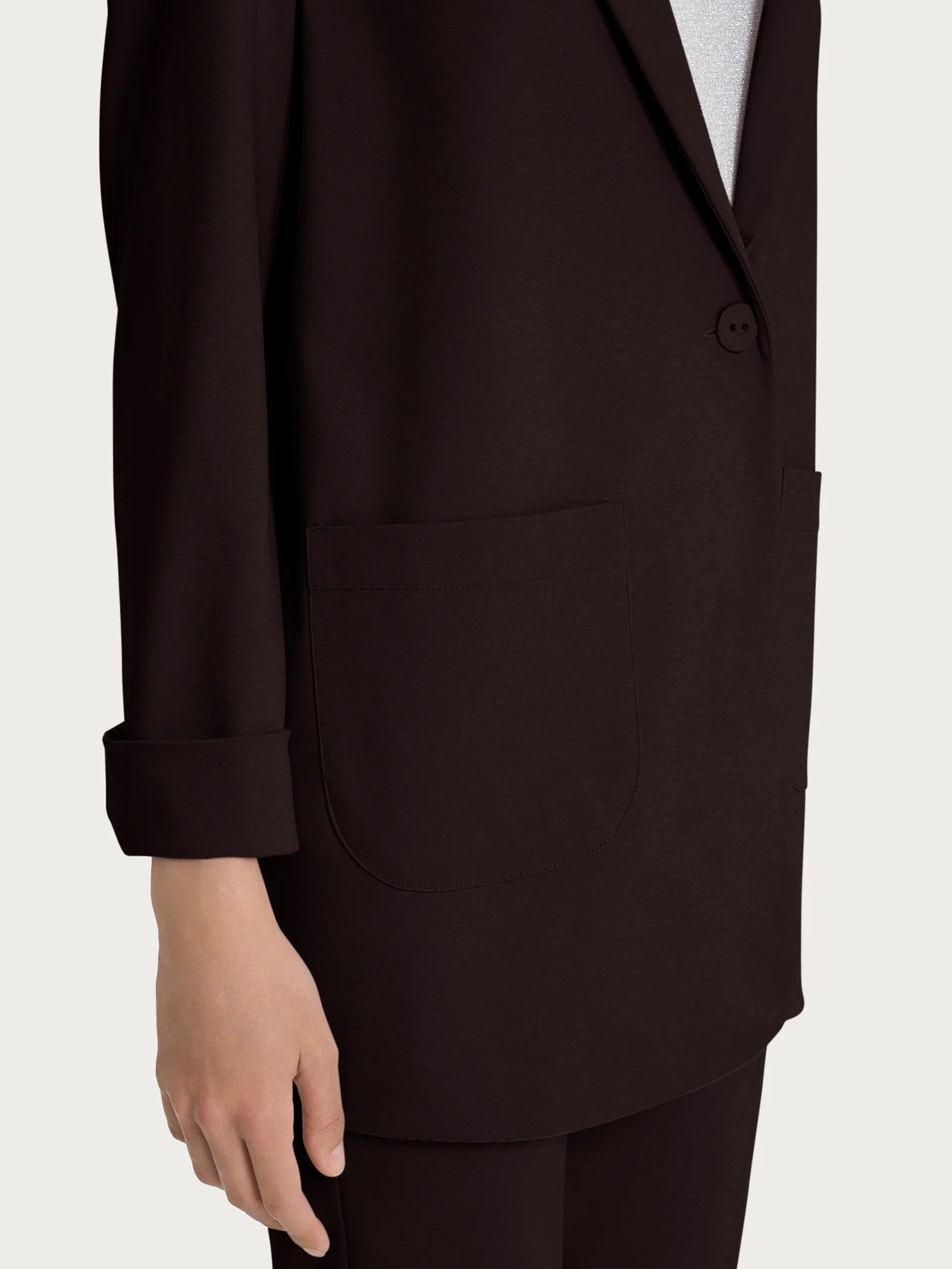 Blazer destrutturato in Compact Light - Chocolate Torte - Image 3