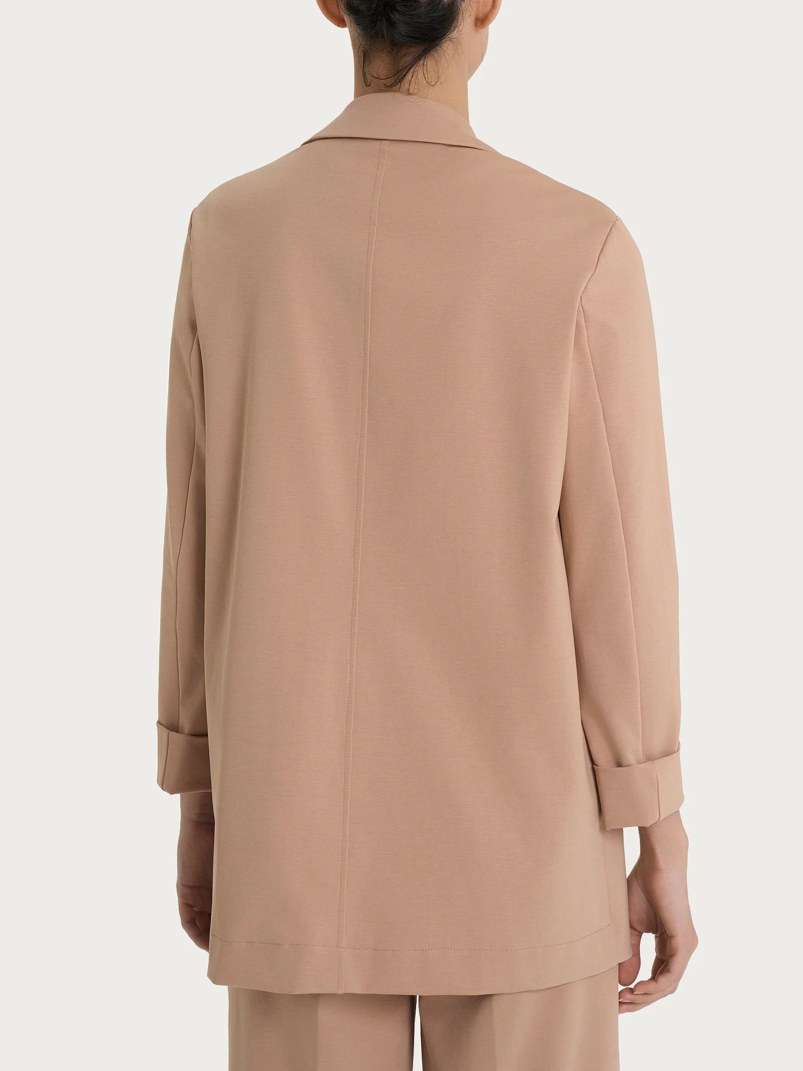 Blazer destrutturato in Compact Light - Warm Taupe - Image 3