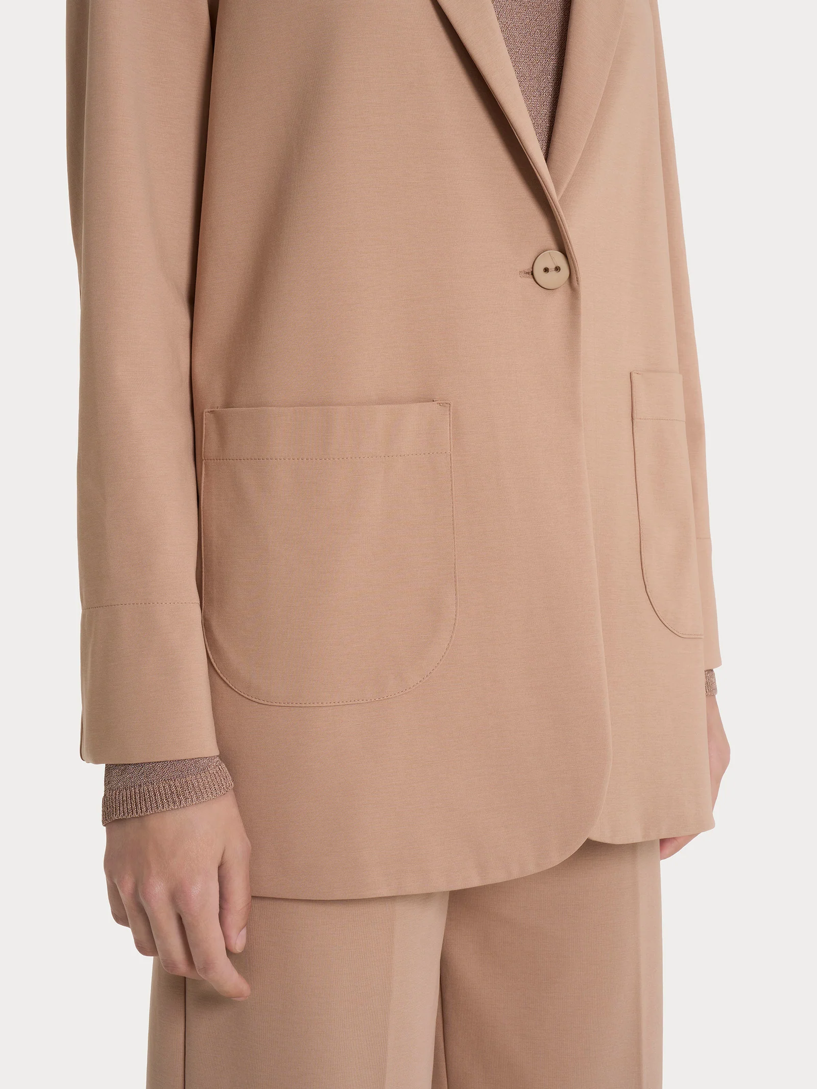 Blazer destrutturato in Compact Light - Warm Taupe - Image 4