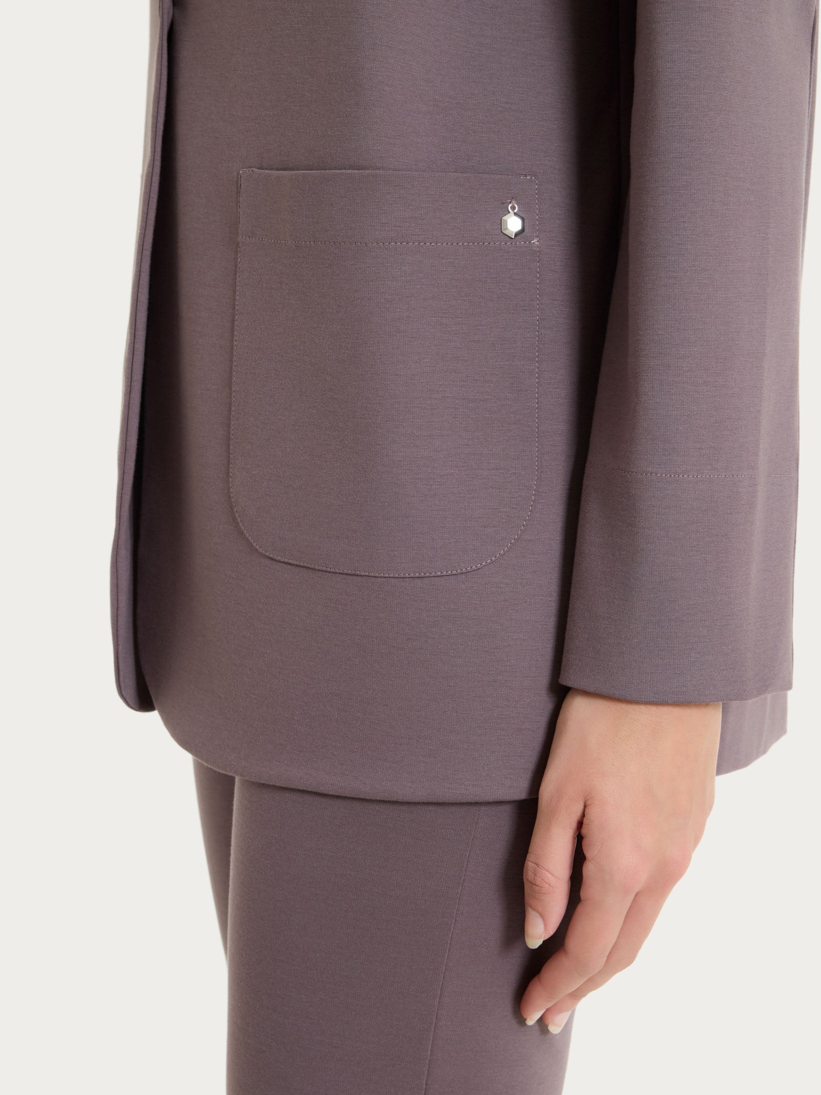 Blazer destrutturato in Compact Light - Plum Truffle - Image 3