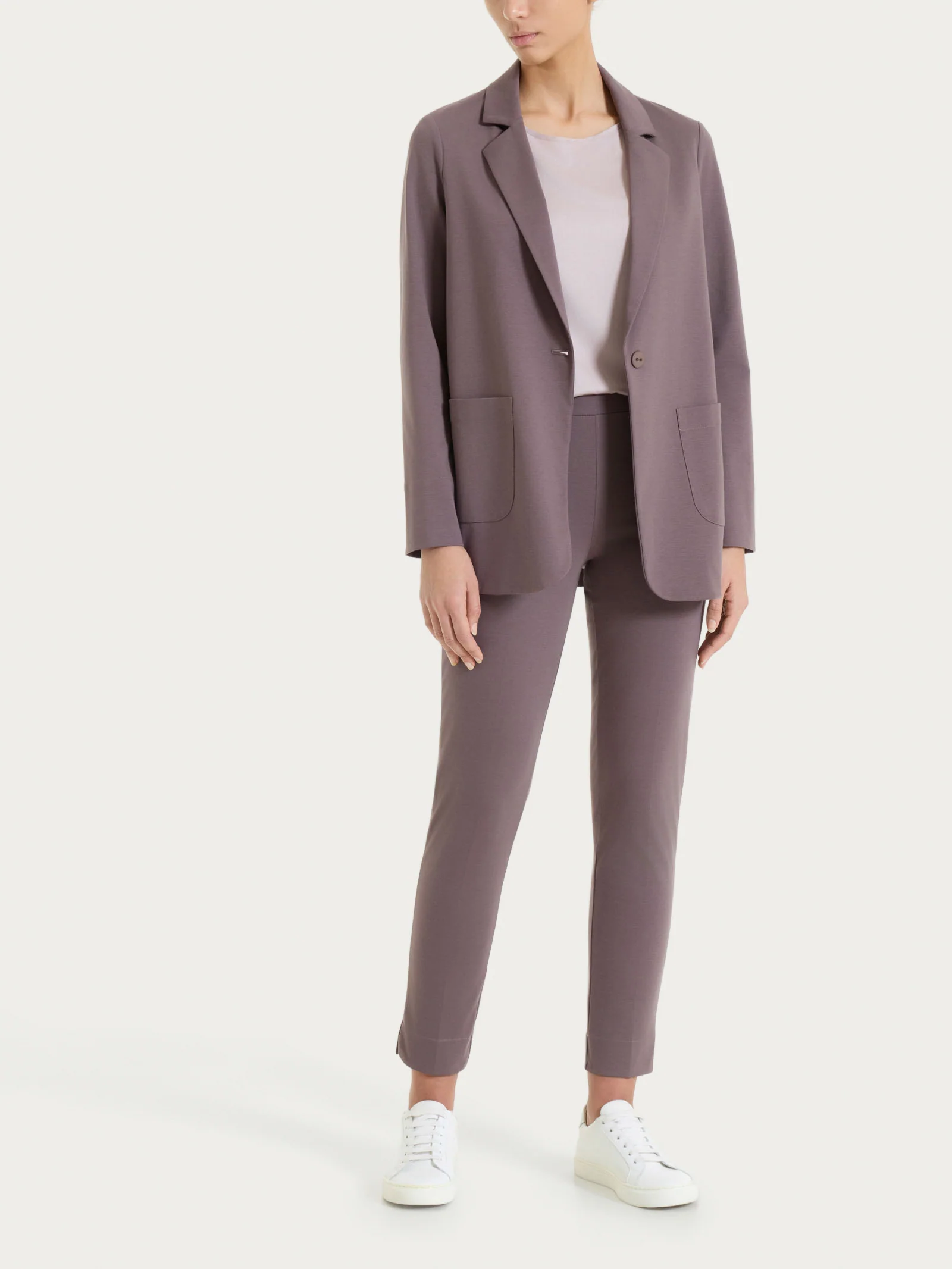 Blazer destrutturato in Compact Light - Plum Truffle - Image 4