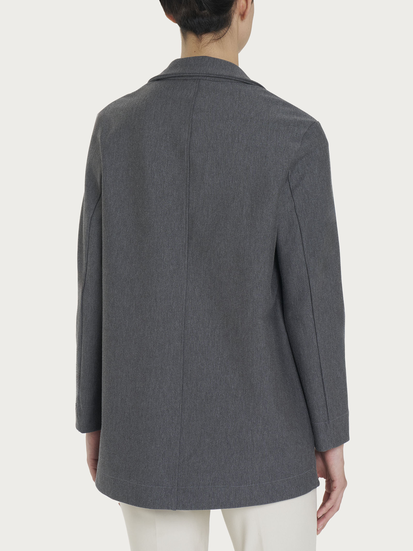 Blazer destrutturato in tessuto Compact - Ardesia Mel. - Image 2