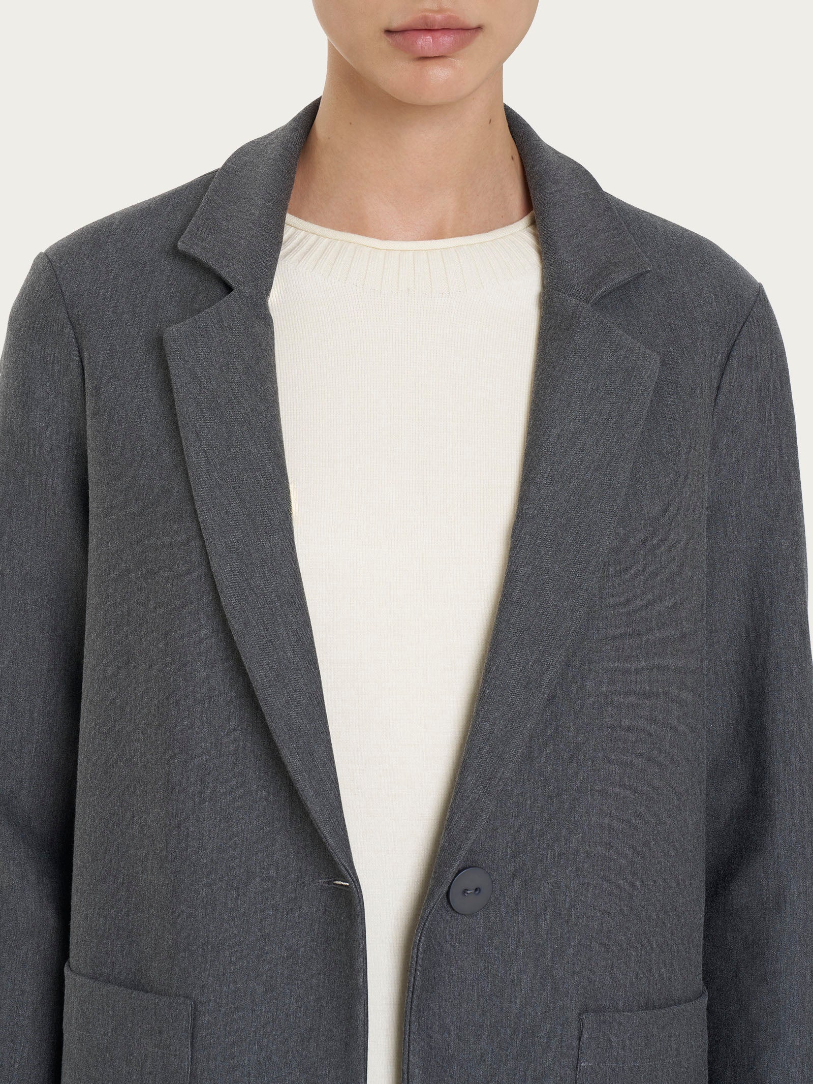 Blazer destrutturato in tessuto Compact - Ardesia Mel. - Image 3