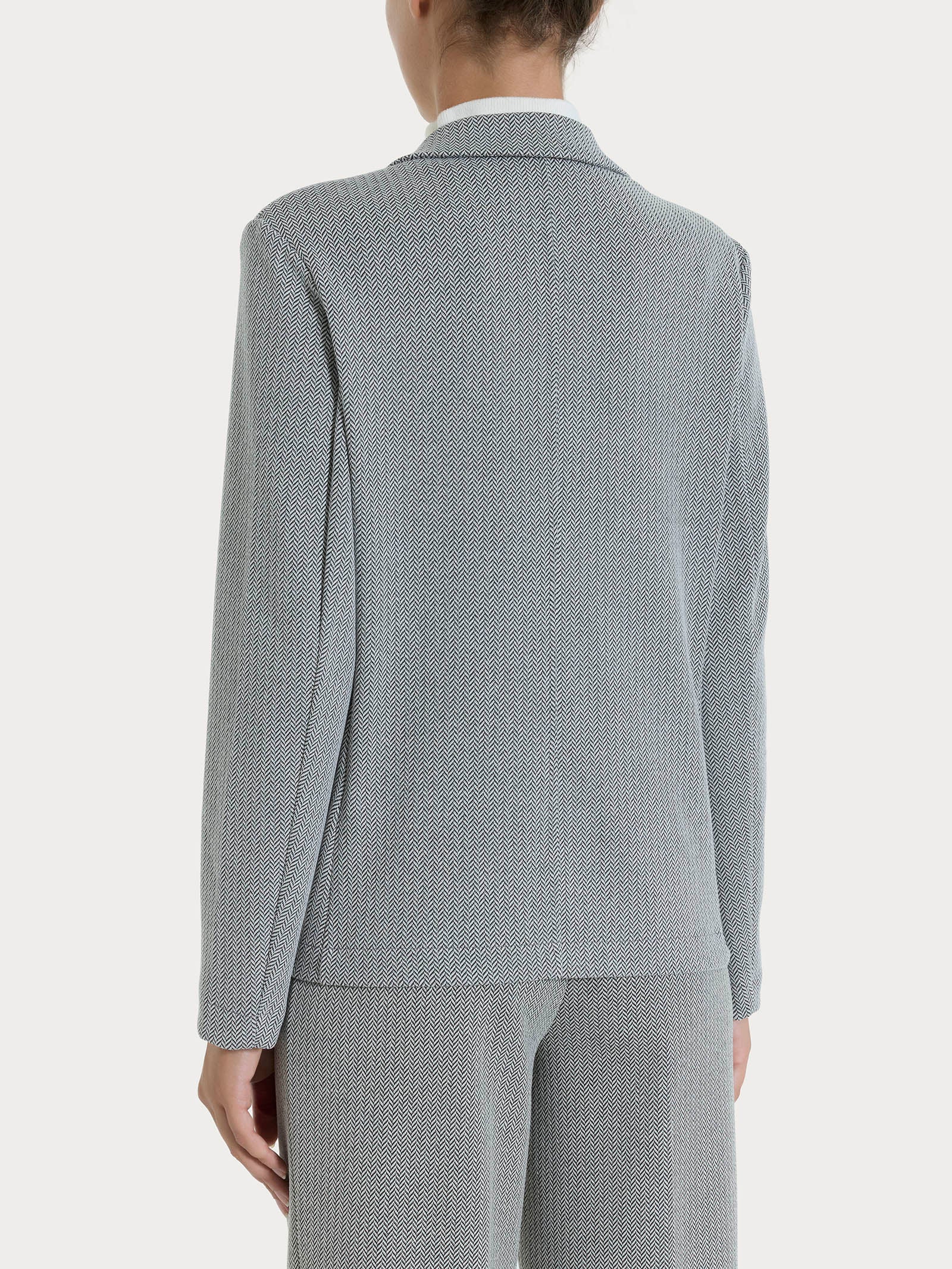 Blazer doppio petto con fantasia a spina di pesce in Eco Jacquard - Fant.Nero - Image 2