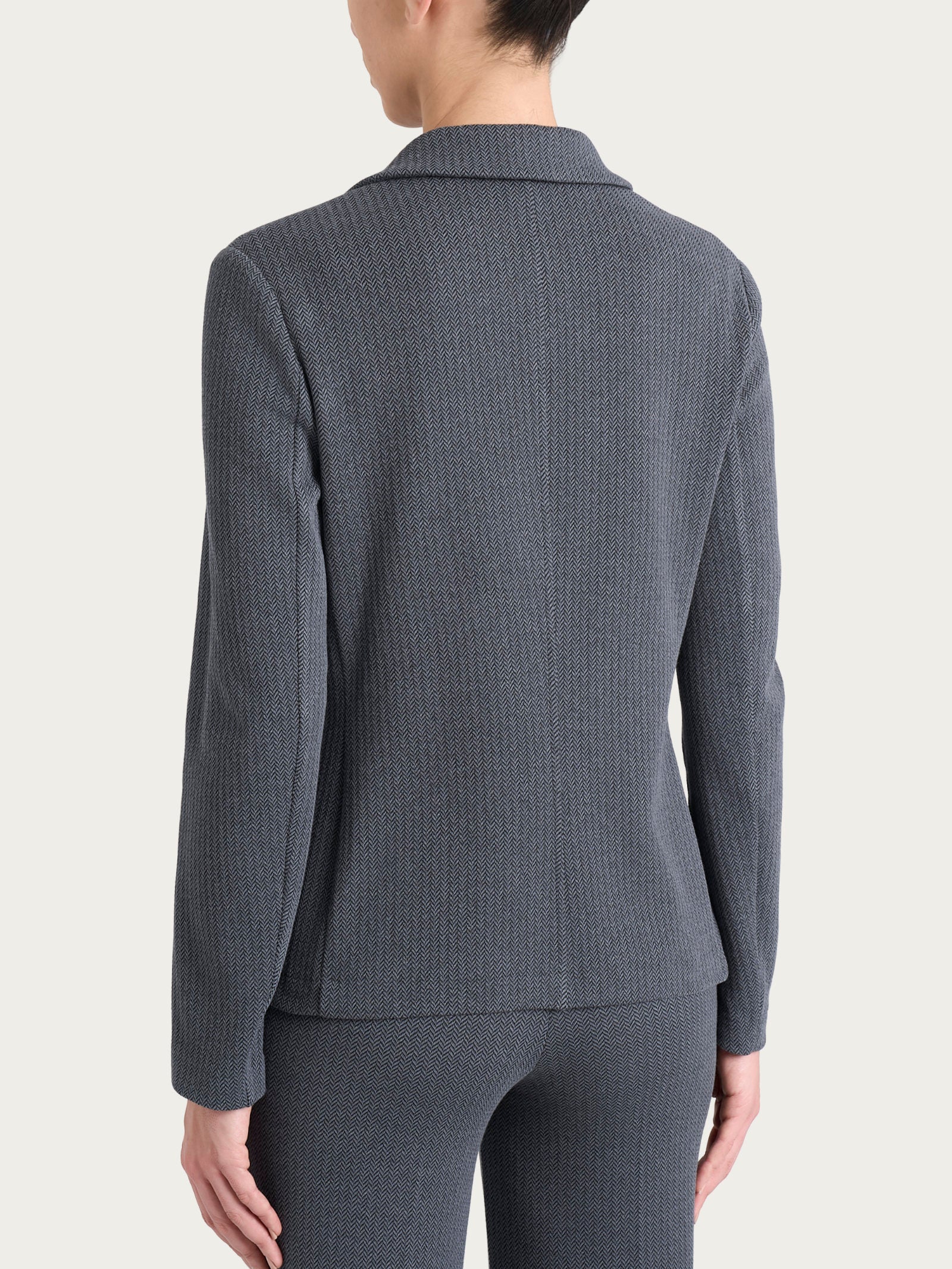Blazer doppio petto con fantasia a spina di pesce in Eco Jacquard - Fant.Ardesia Mel. - Image 2