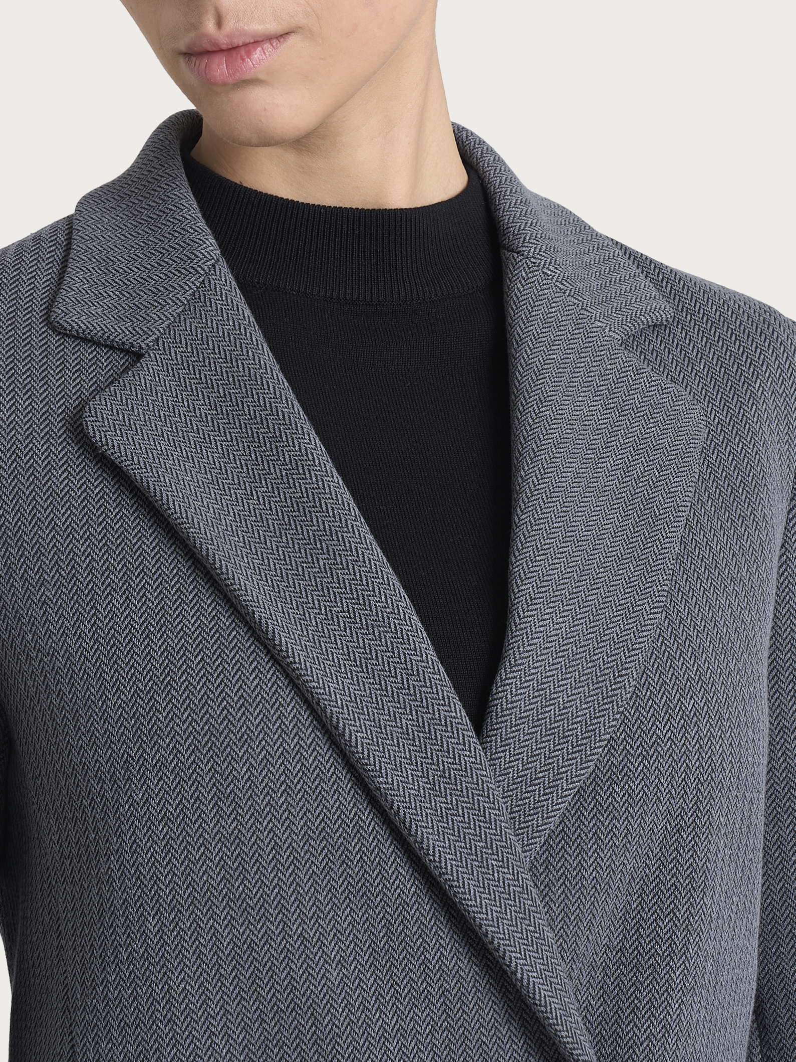 Blazer doppio petto con fantasia a spina di pesce in Eco Jacquard - Fant.Ardesia Mel. - Image 4
