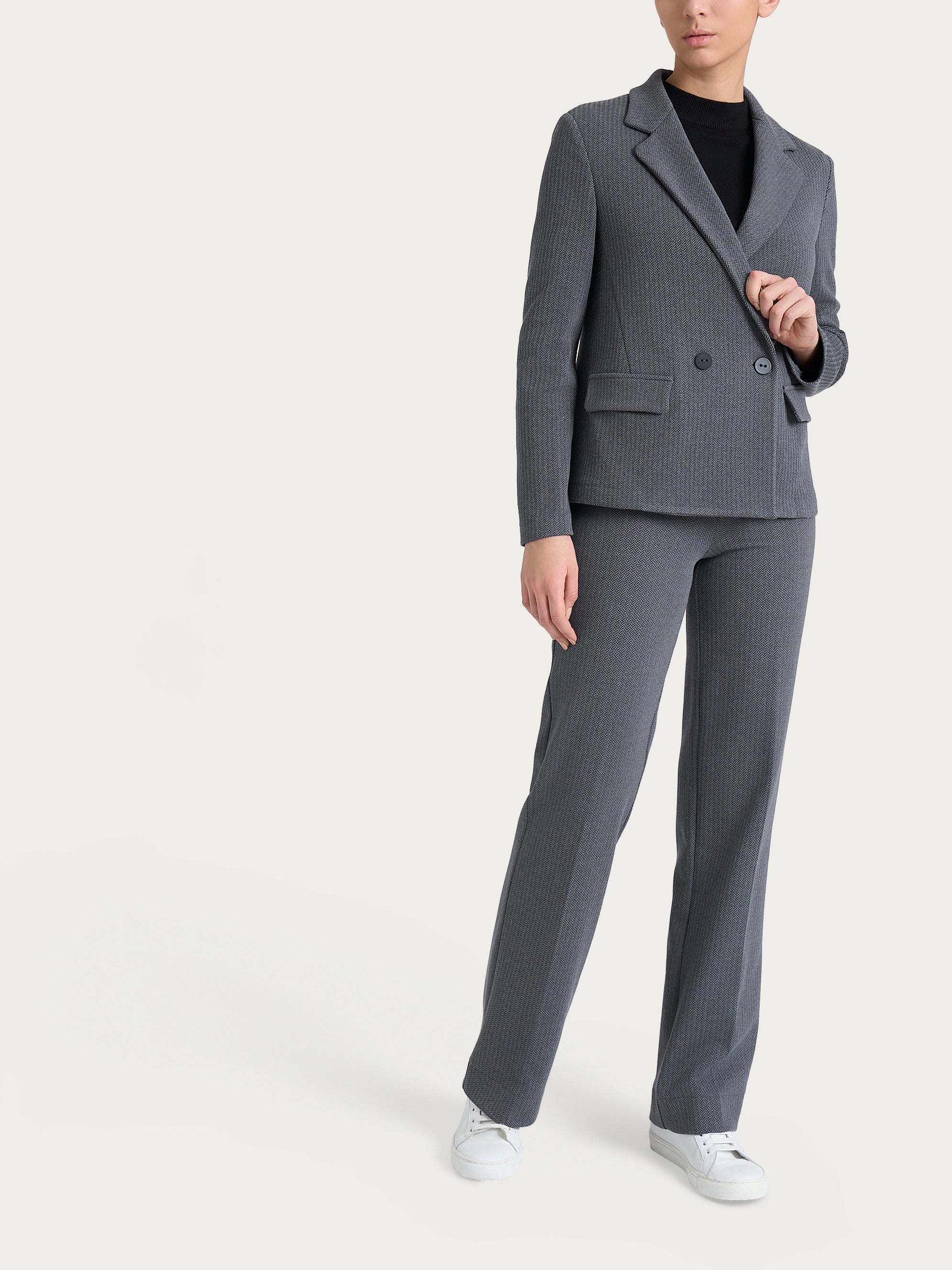 Blazer doppio petto con fantasia a spina di pesce in Eco Jacquard - Fant.Ardesia Mel. - Image 5
