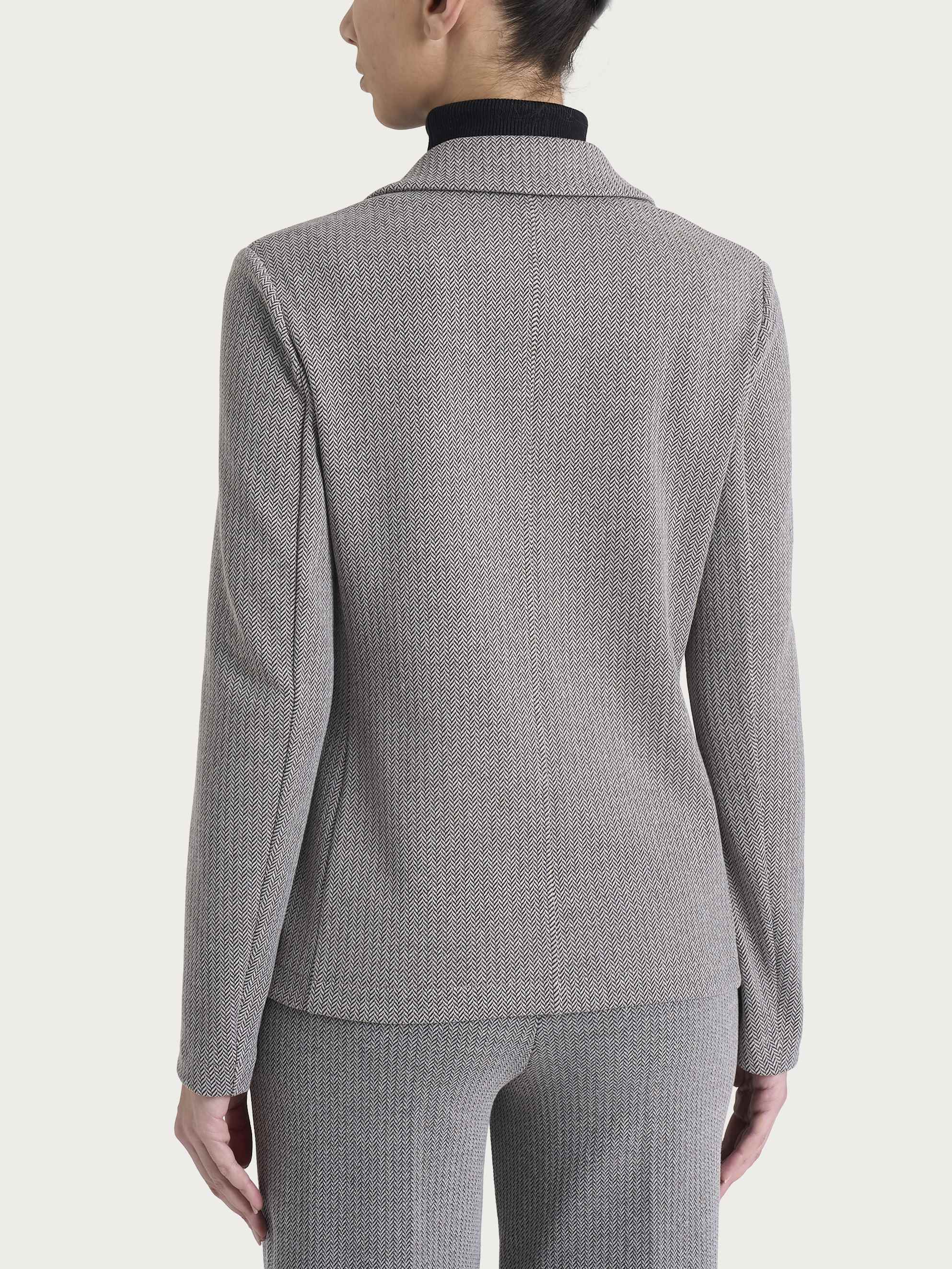 Blazer doppio petto con fantasia a spina di pesce in Eco Jacquard - Fant. Chocolate Torte Mel. - Image 2