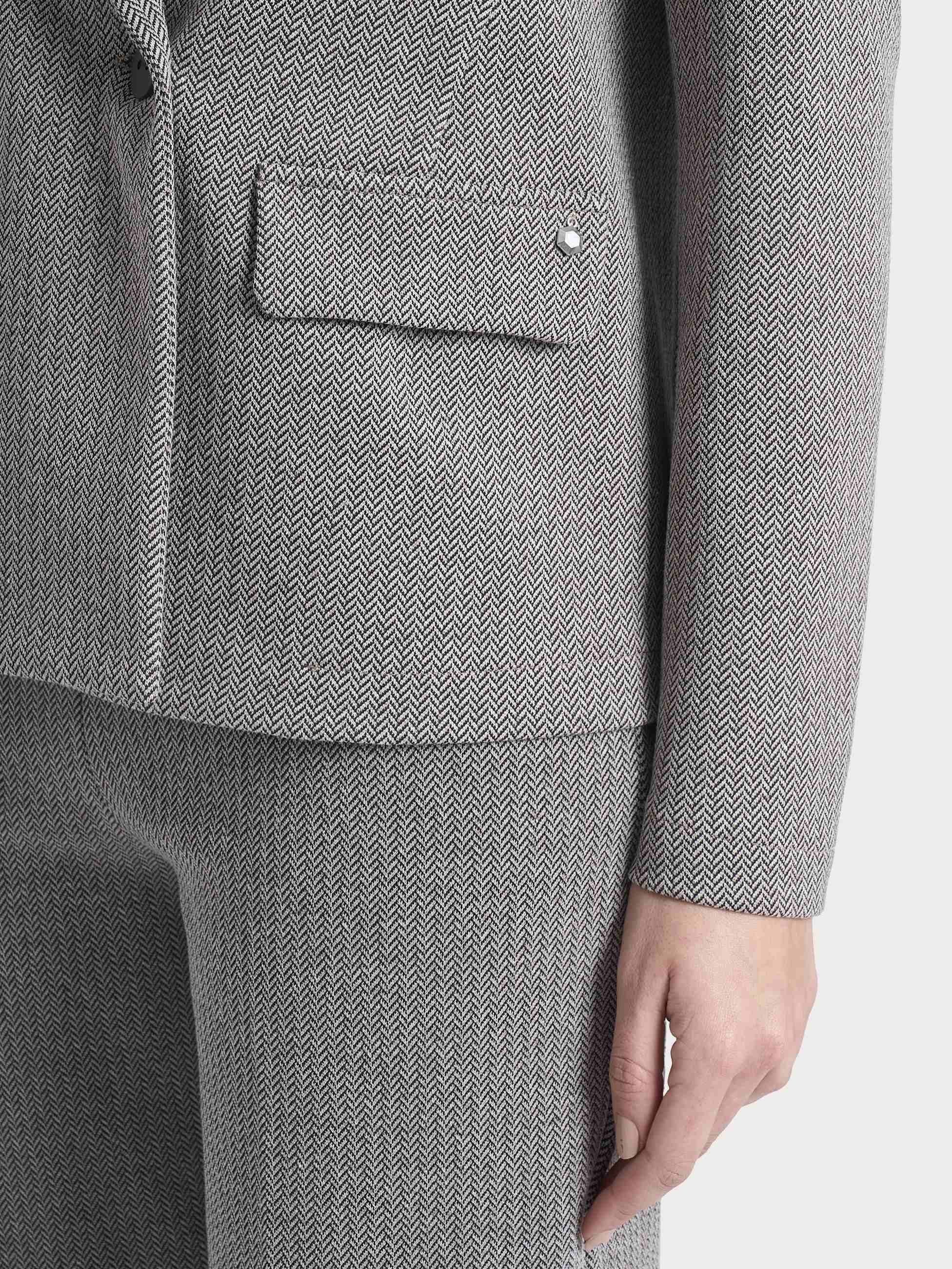 Blazer doppio petto con fantasia a spina di pesce in Eco Jacquard - Fant. Chocolate Torte Mel. - Image 3
