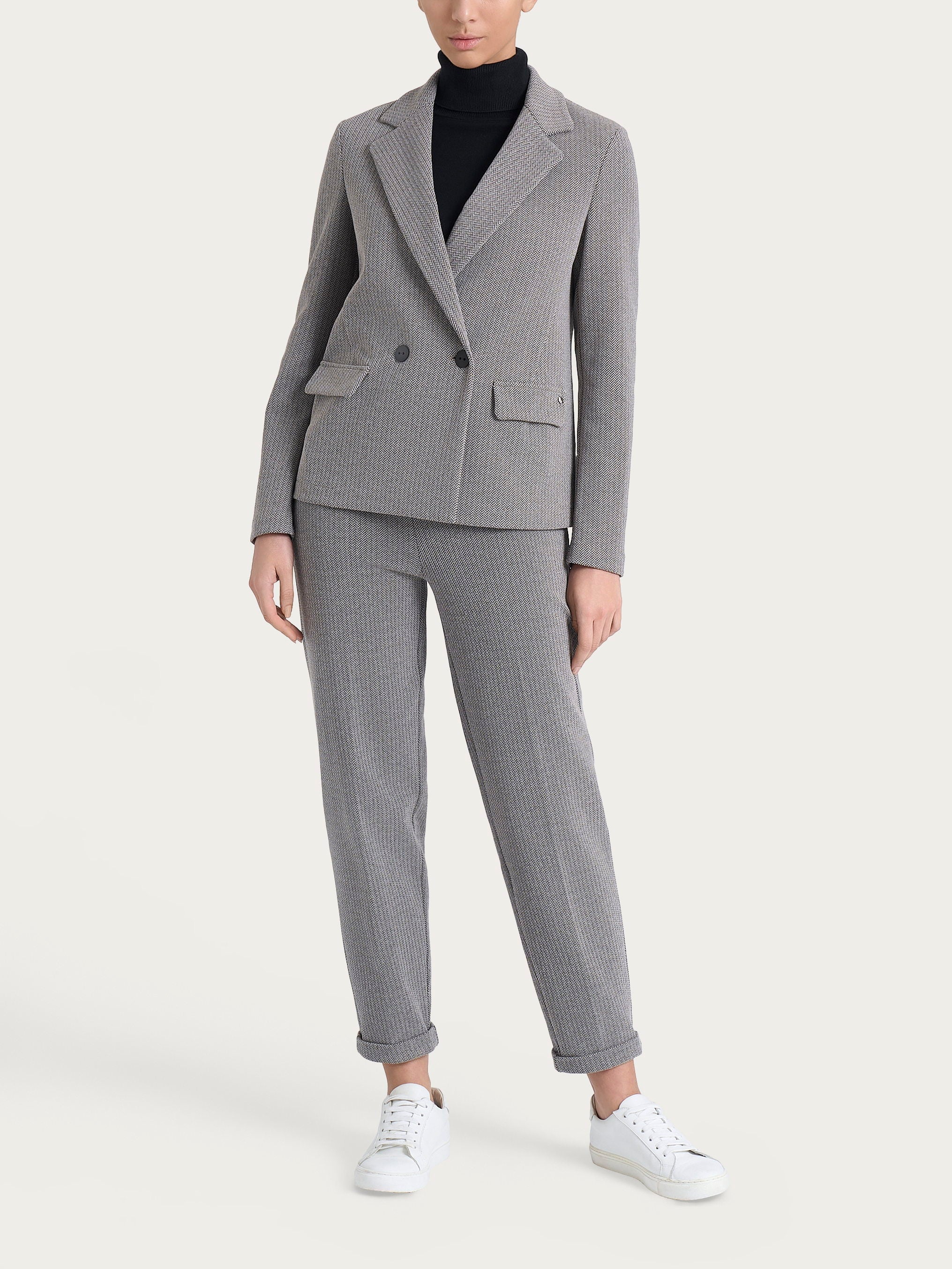 Blazer doppio petto con fantasia a spina di pesce in Eco Jacquard - Fant. Chocolate Torte Mel. - Image 5