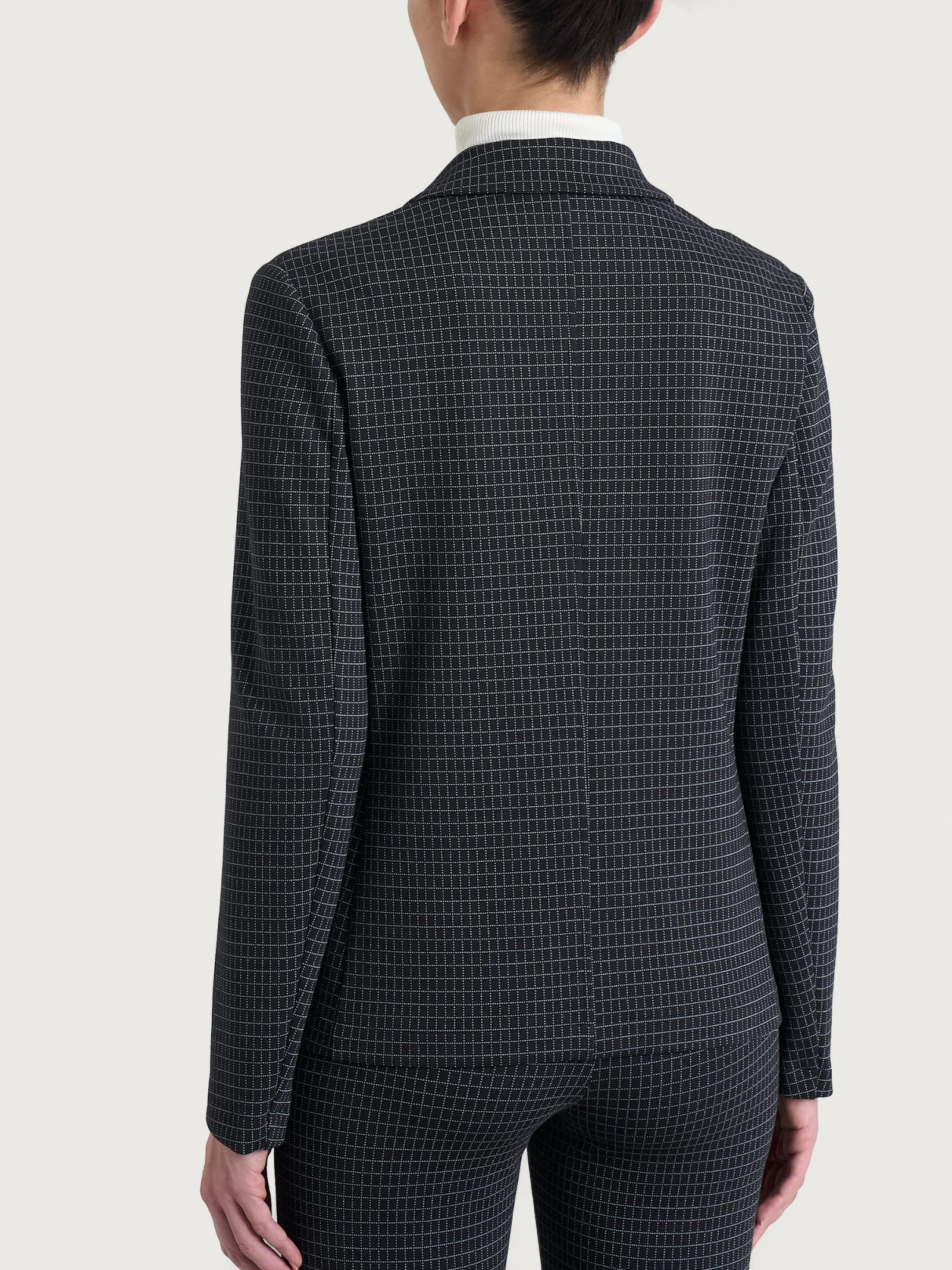 Blazer doppio petto e fantasia check in Eco Jacquard - Fant.Nero - Image 2