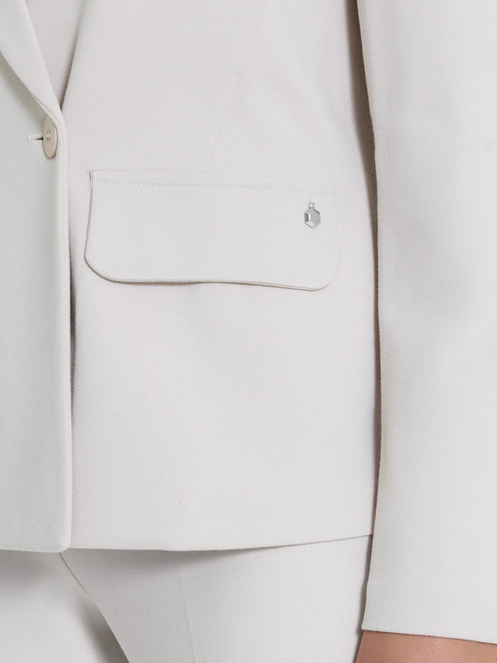 Blazer doppio petto in Cashmere Compact - Champignon - Image 3