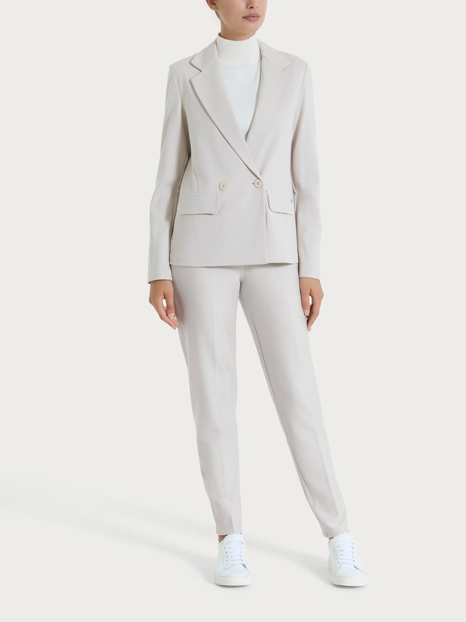Blazer doppio petto in Cashmere Compact - Champignon - Image 4