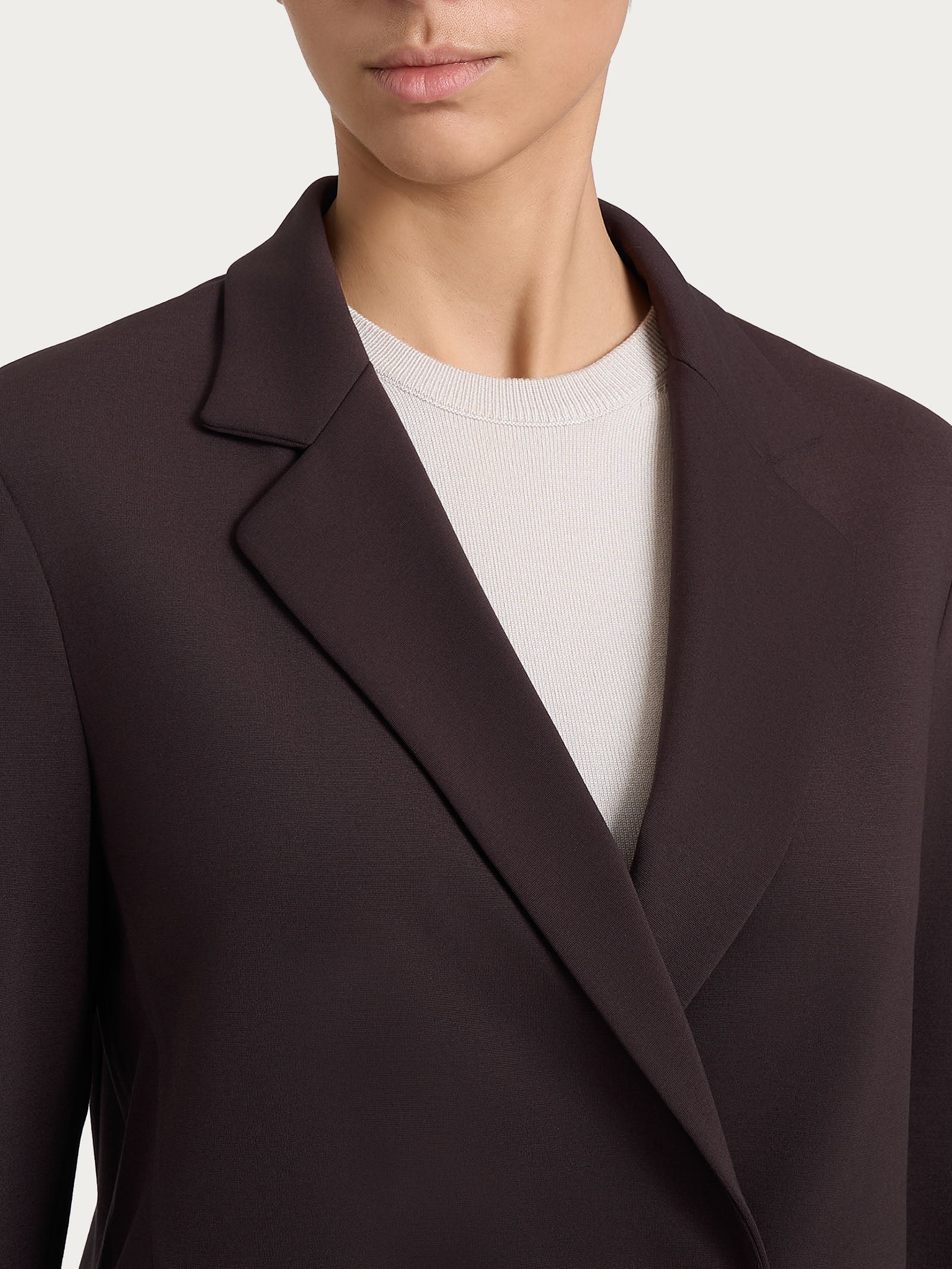 Blazer doppio petto in Cashmere Compact - Chocolate Torte - Image 3