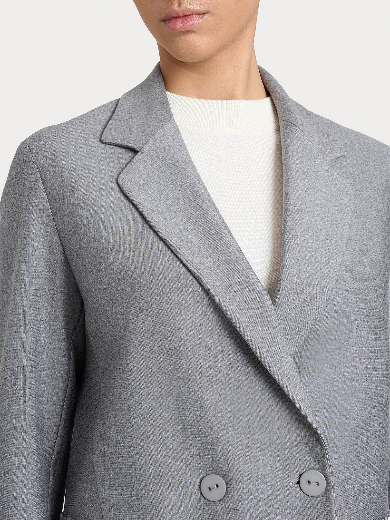 Blazer doppio petto in Compact - Grigio Mel. - Image 3