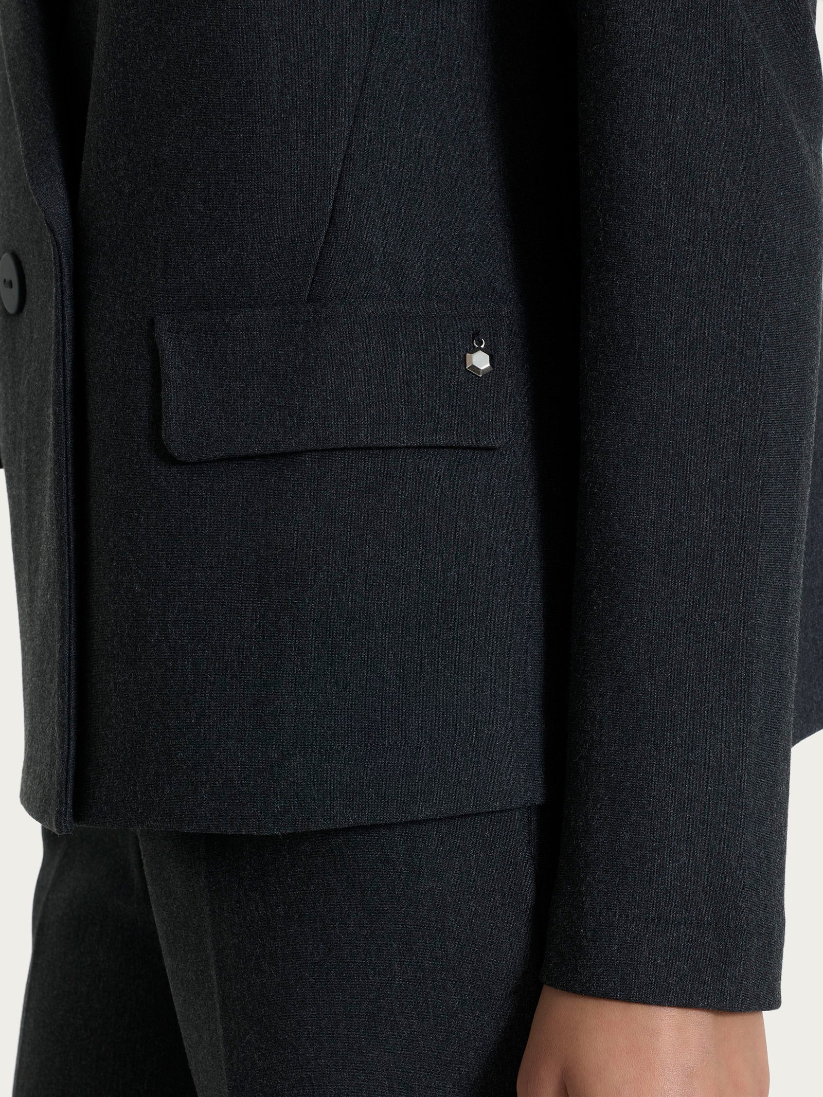 Blazer doppio petto in Compact - Oscuro Mel. - Image 3