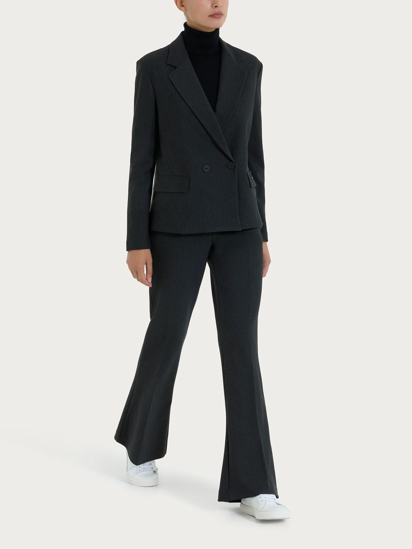 Blazer doppio petto in Compact - Oscuro Mel. - Image 4