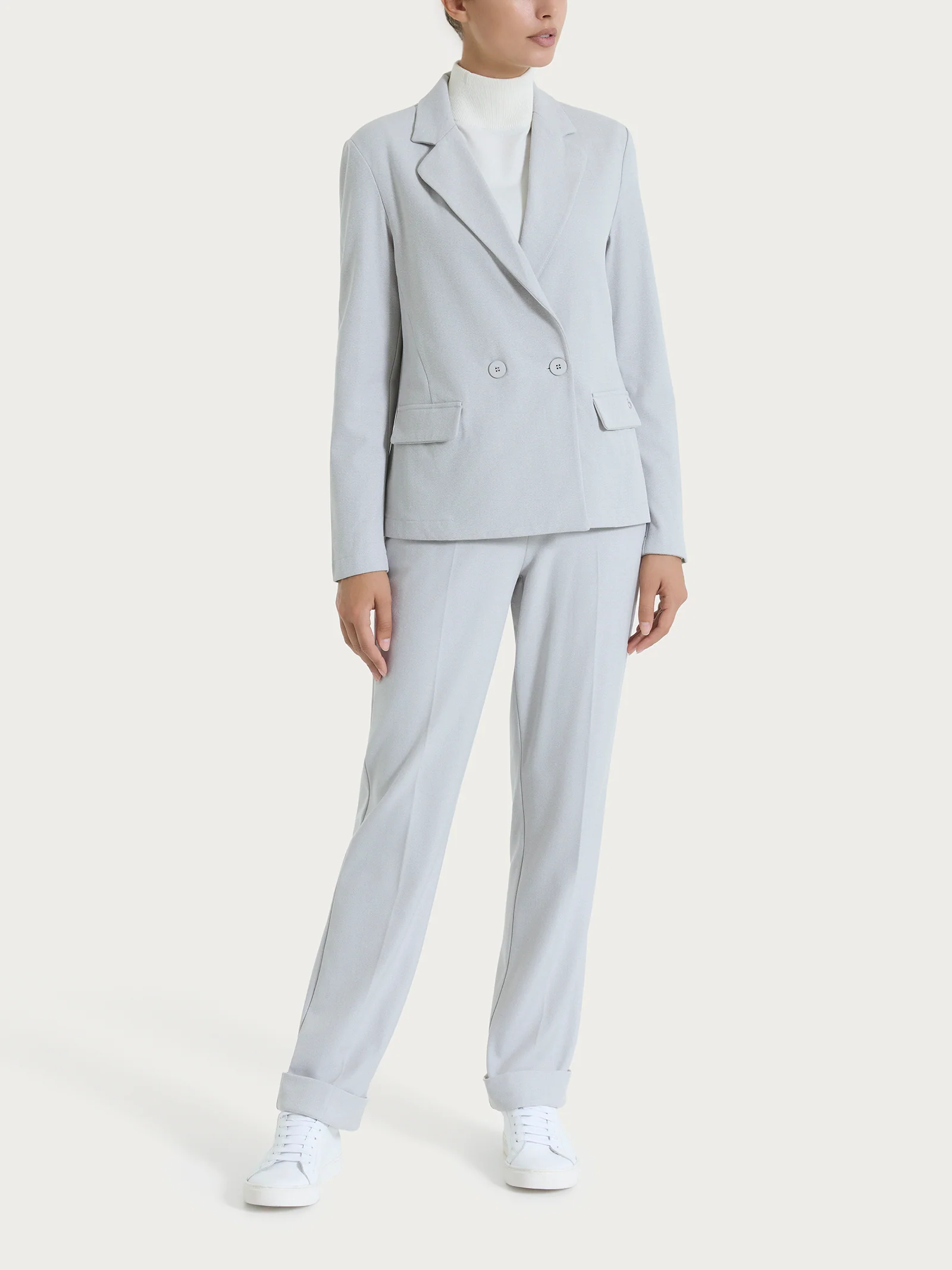 Blazer doppio petto in Flanel Twill - Ghiaia Mel. - Image 4