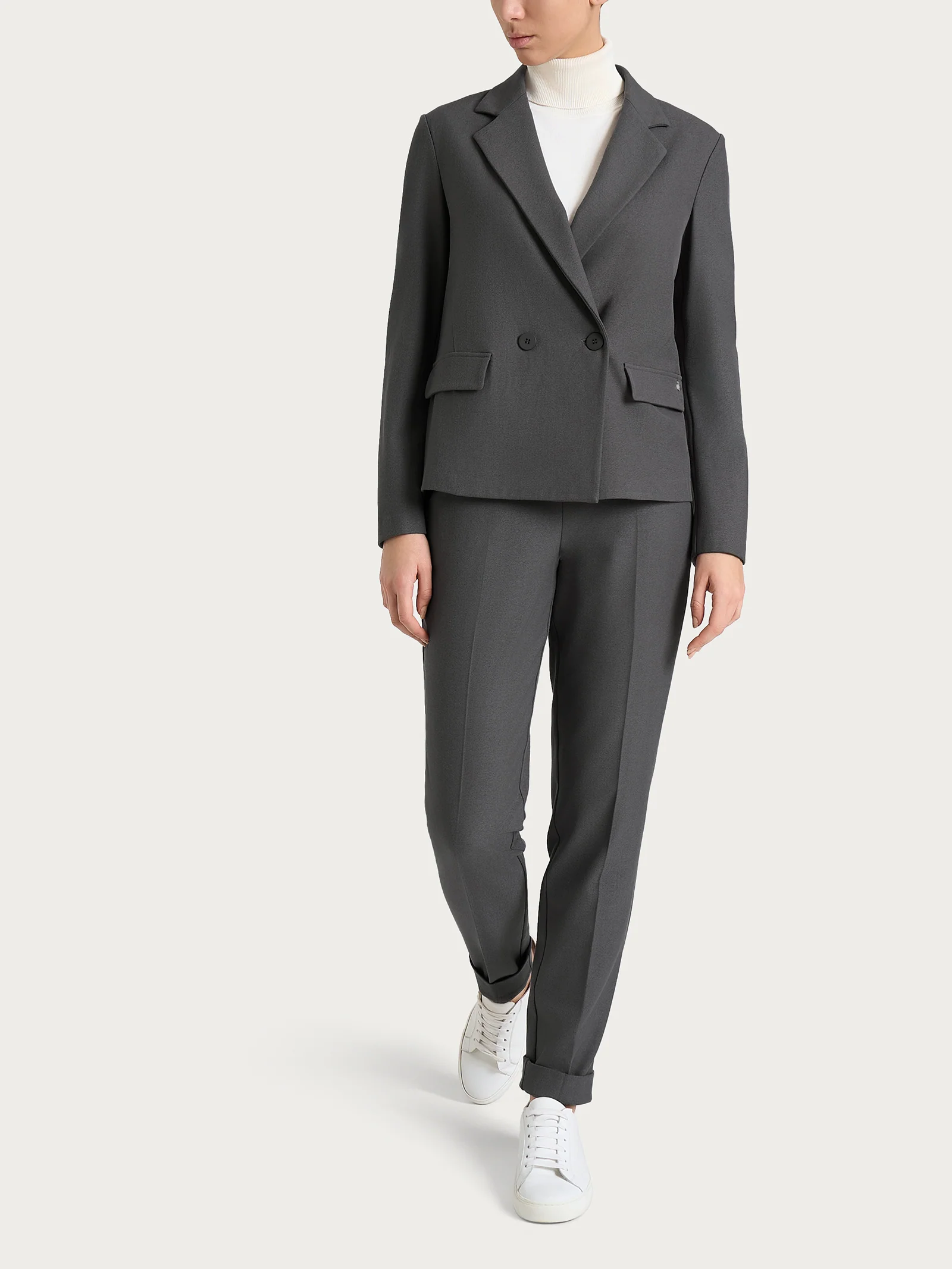Blazer doppio petto in Flanel Twill - Ardesia Mel. - Image 4